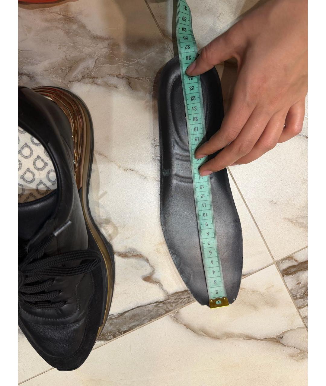 FERRAGAMO Черные кожаные кроссовки, фото 5