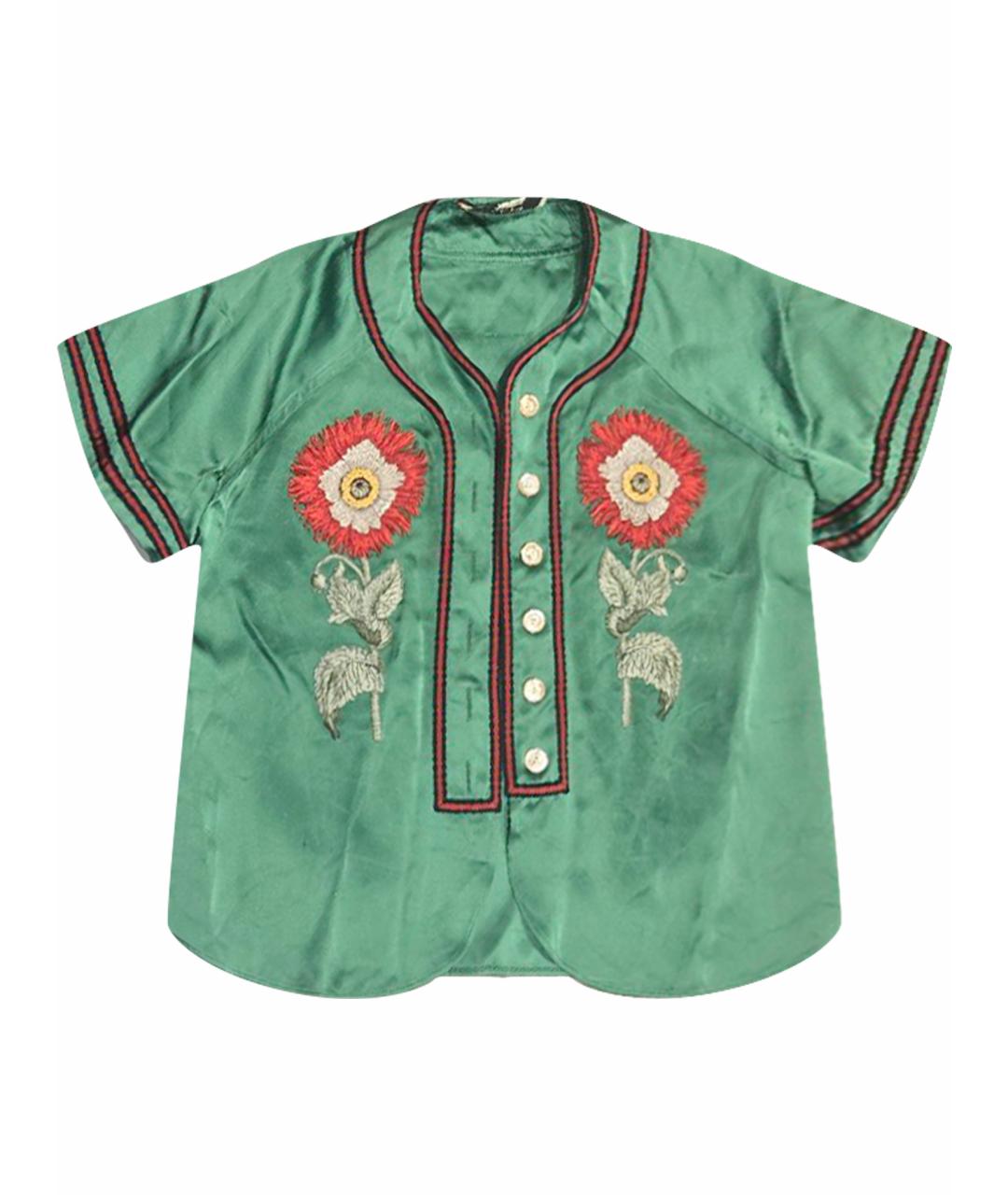 GUCCI Зеленая ацетатная рубашка, фото 1