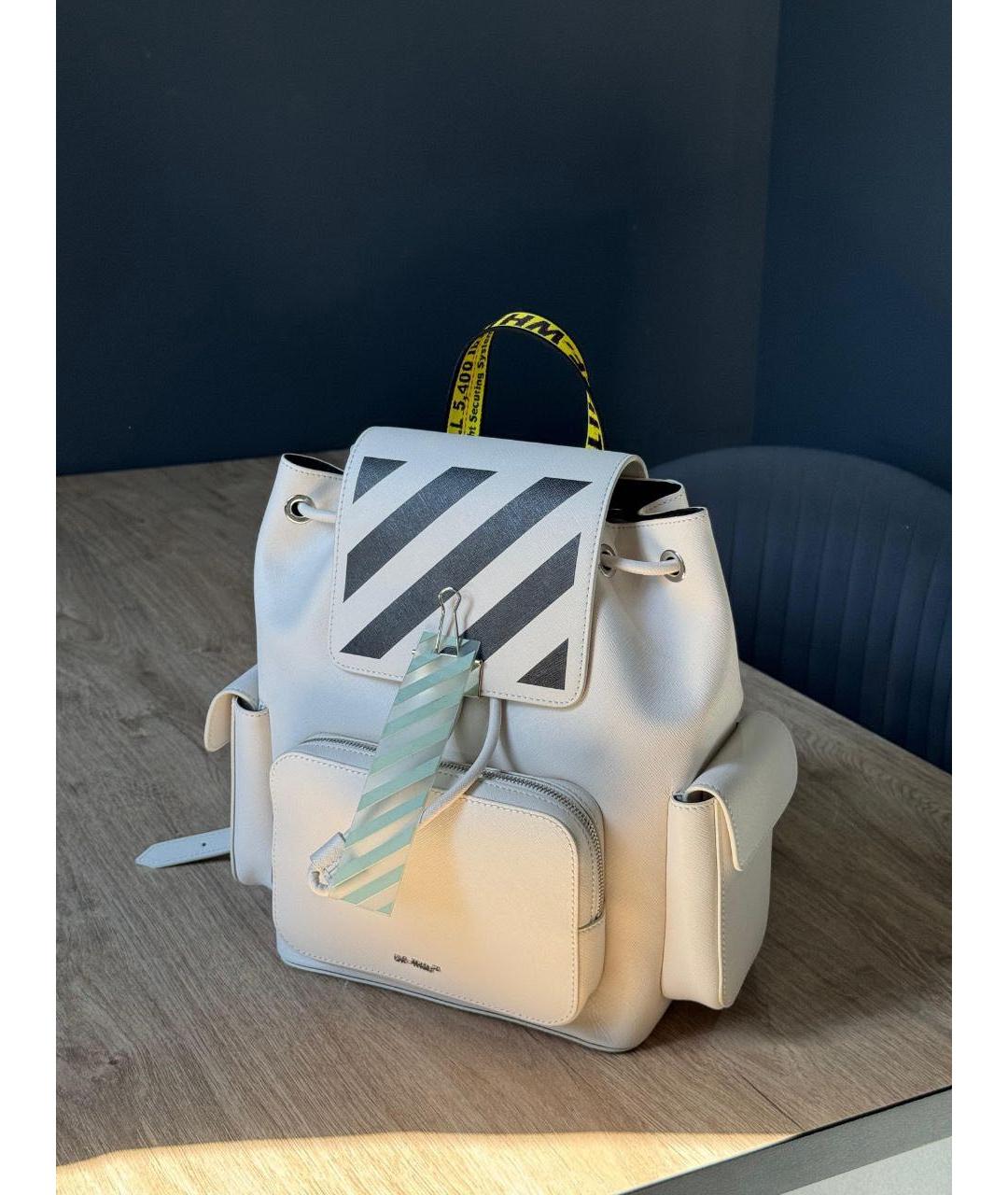 OFF-WHITE Белый кожаный рюкзак, фото 2