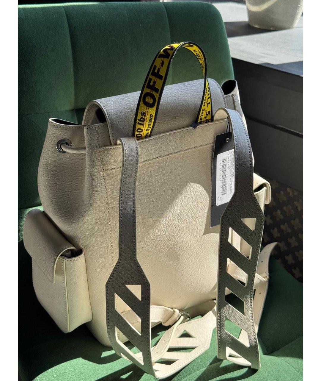 OFF-WHITE Белый кожаный рюкзак, фото 3