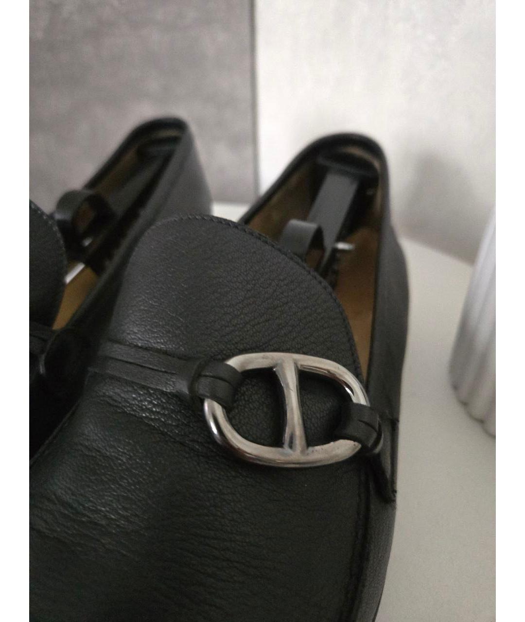 HERMES Черные кожаные лоферы, фото 3