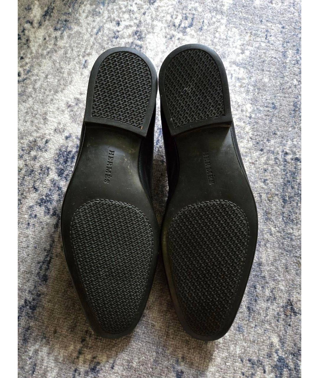 HERMES Черные кожаные лоферы, фото 5