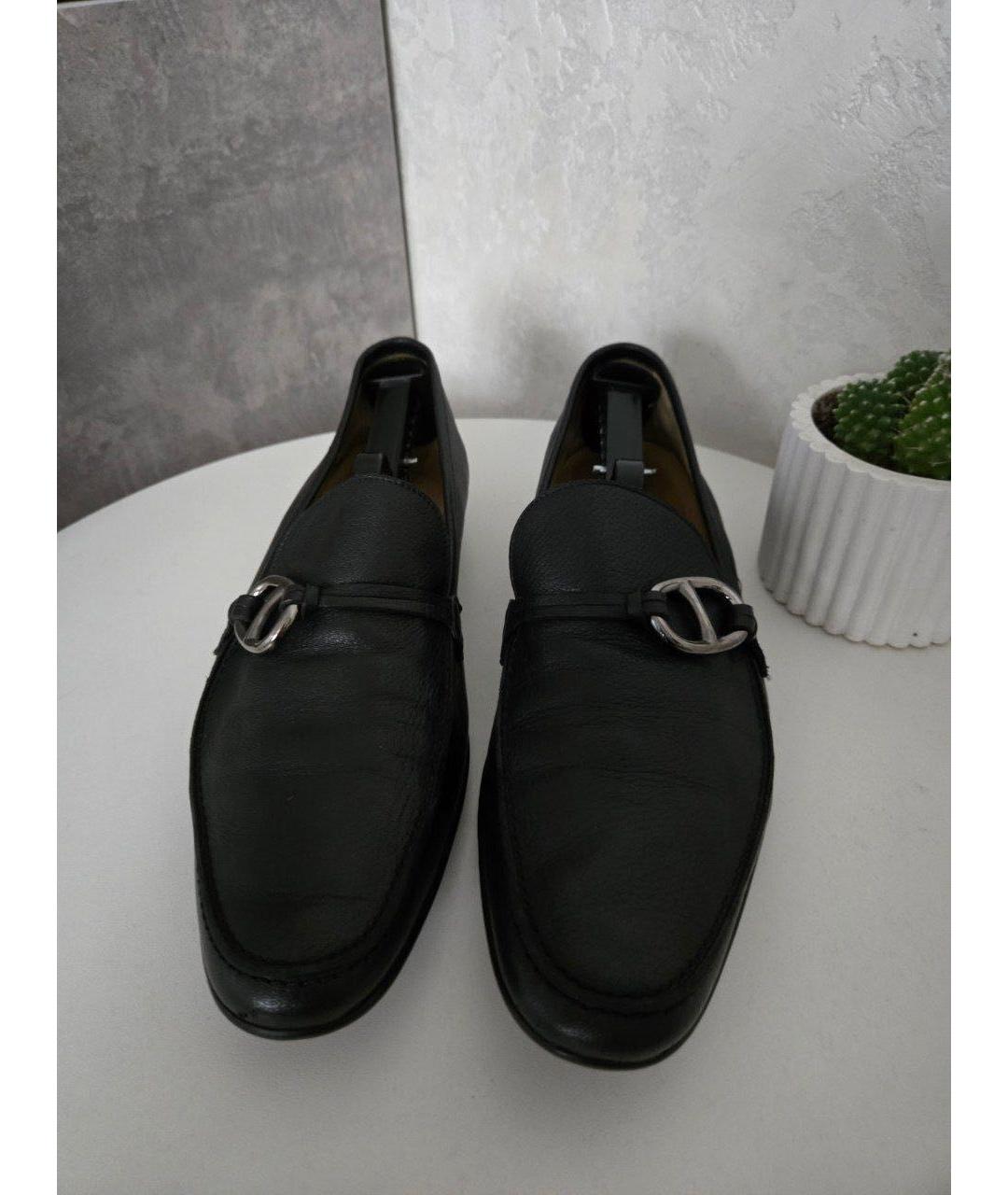HERMES Черные кожаные лоферы, фото 2
