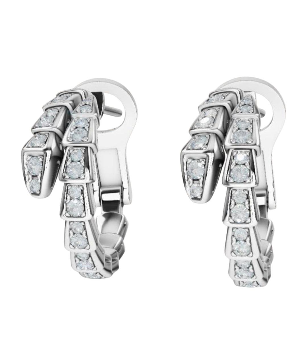 BVLGARI Серебряные серьги из белого золота, фото 1