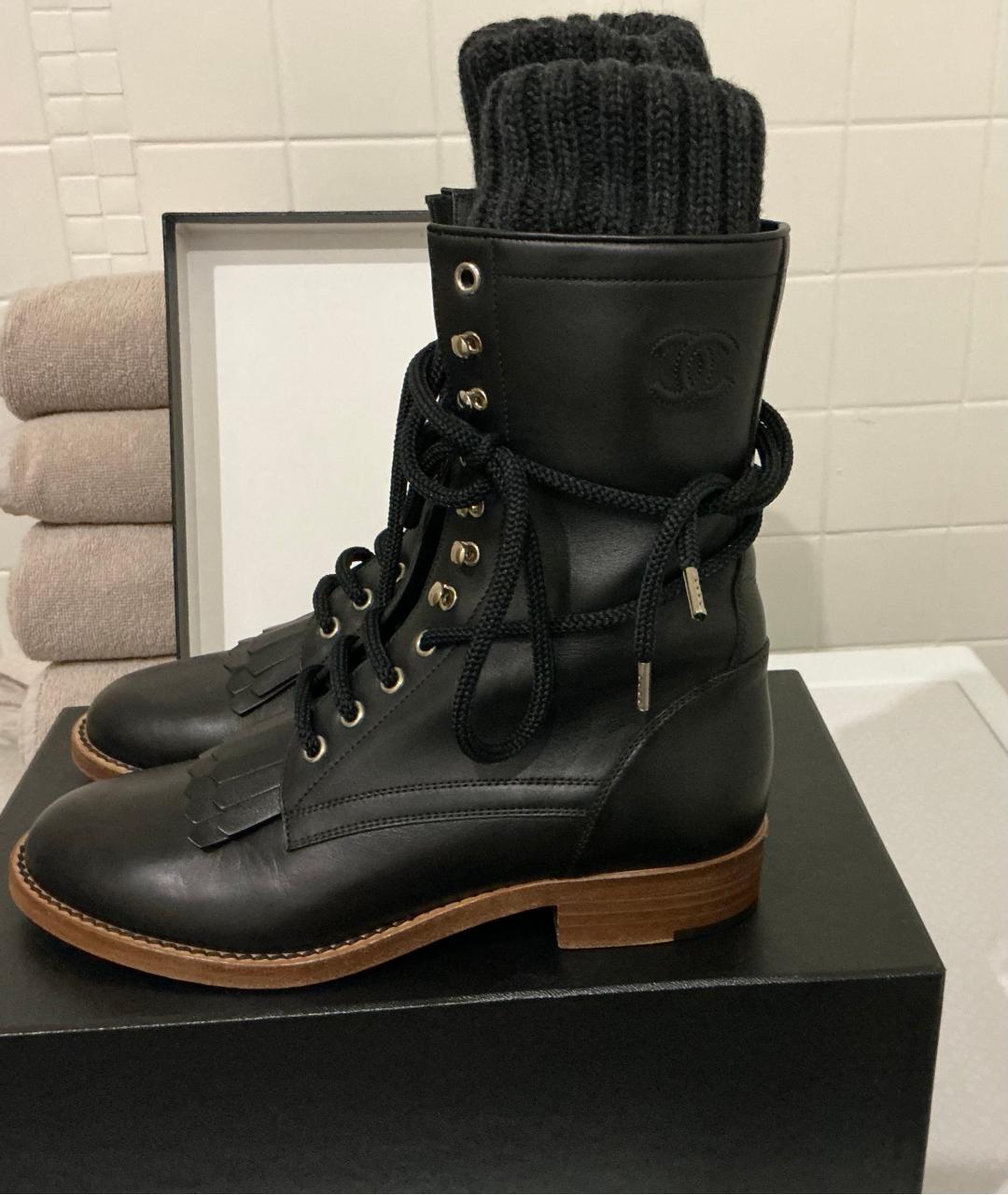 CHANEL Черные кожаные полусапоги, фото 5