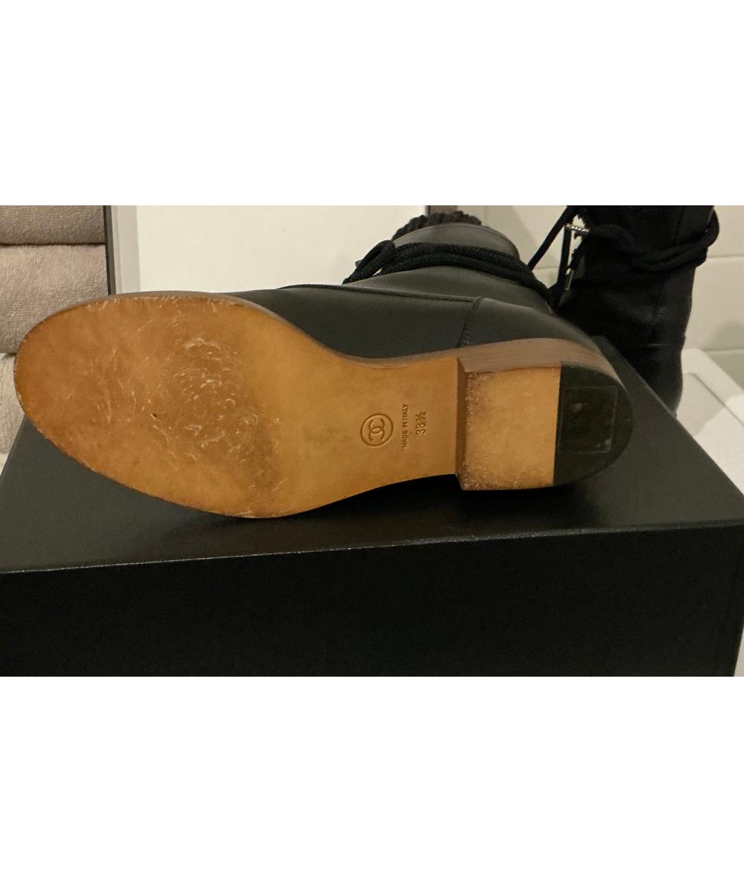 CHANEL Черные кожаные полусапоги, фото 4