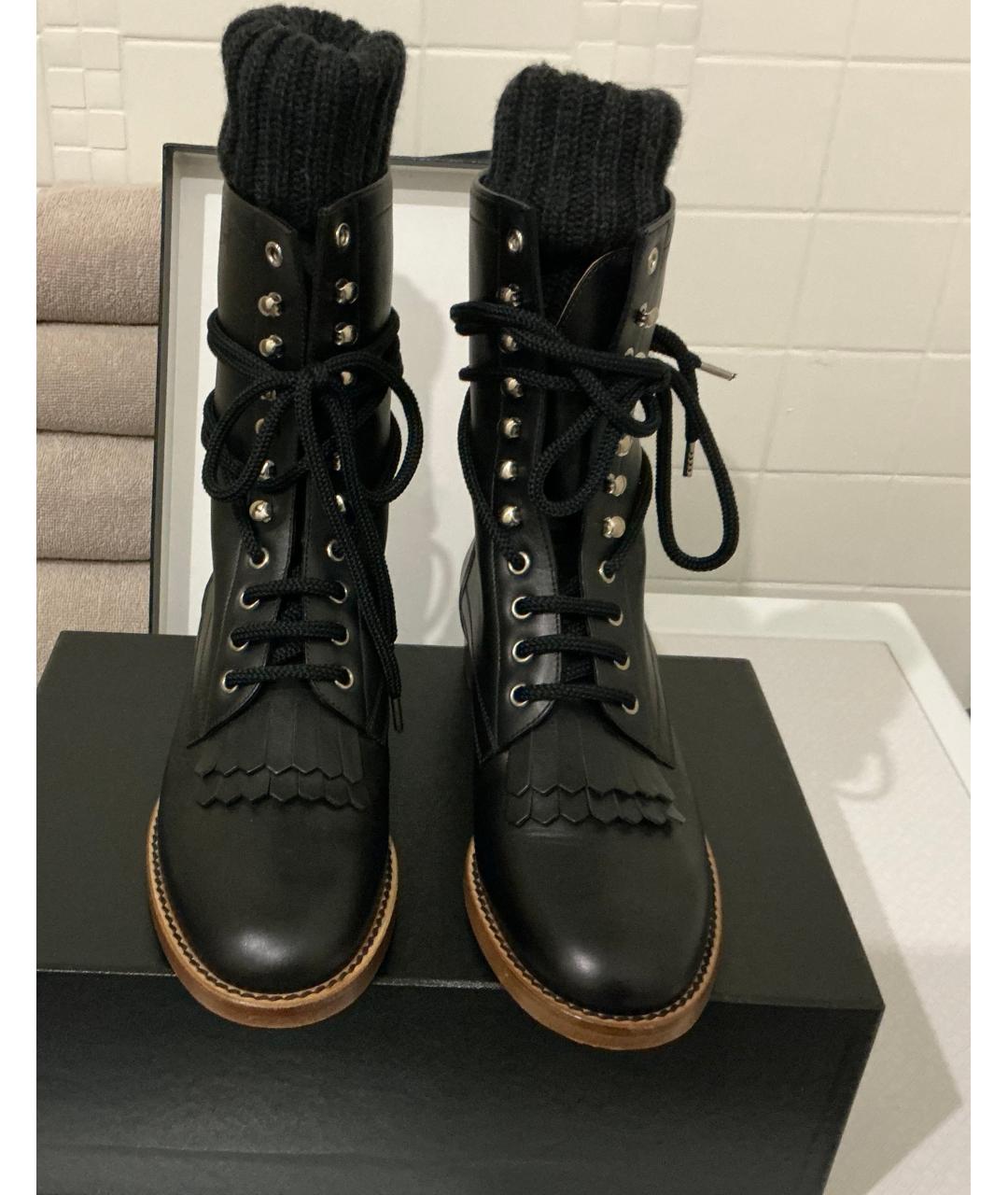 CHANEL Черные кожаные полусапоги, фото 2