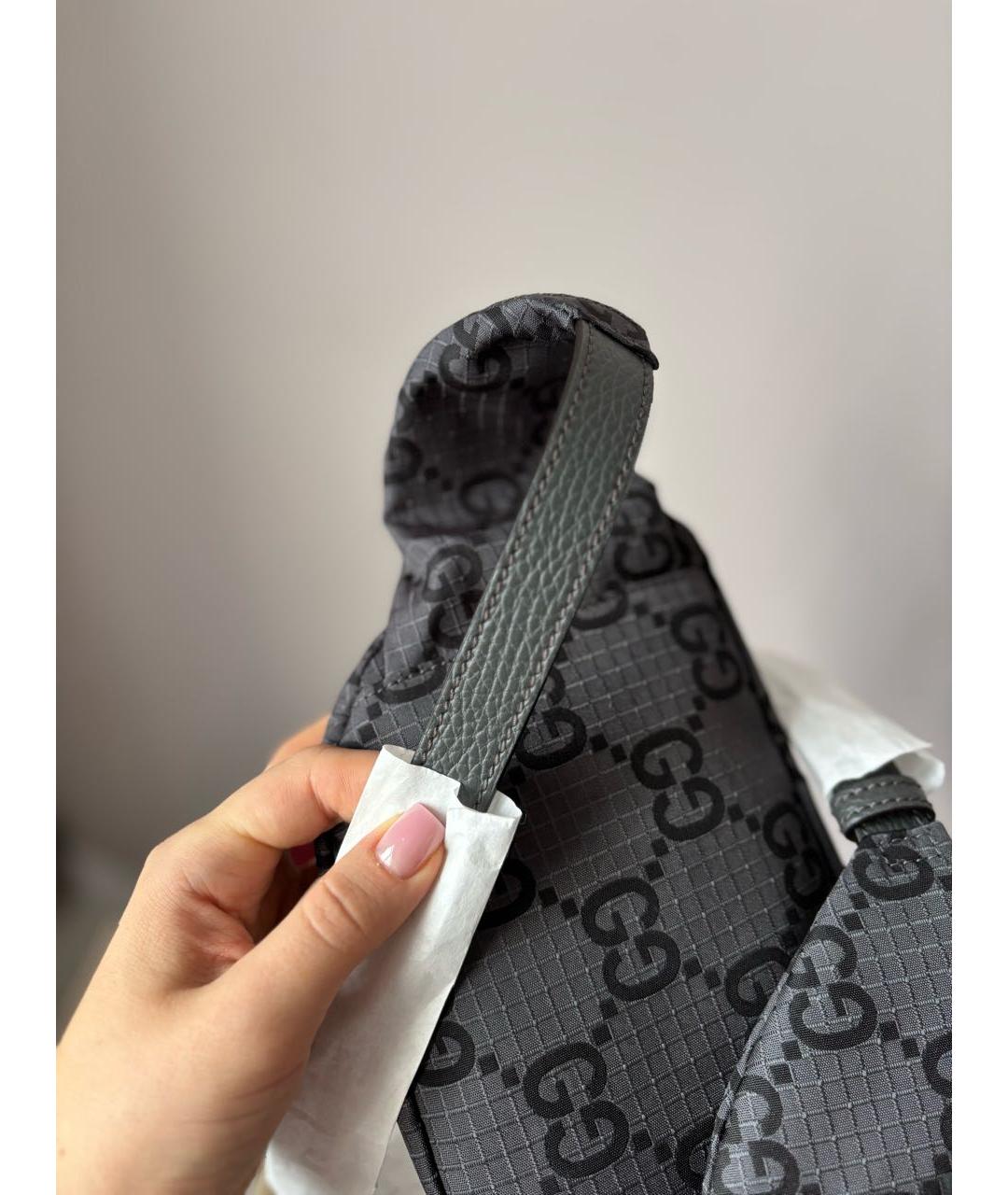 GUCCI Черная тканевая поясная сумка, фото 7