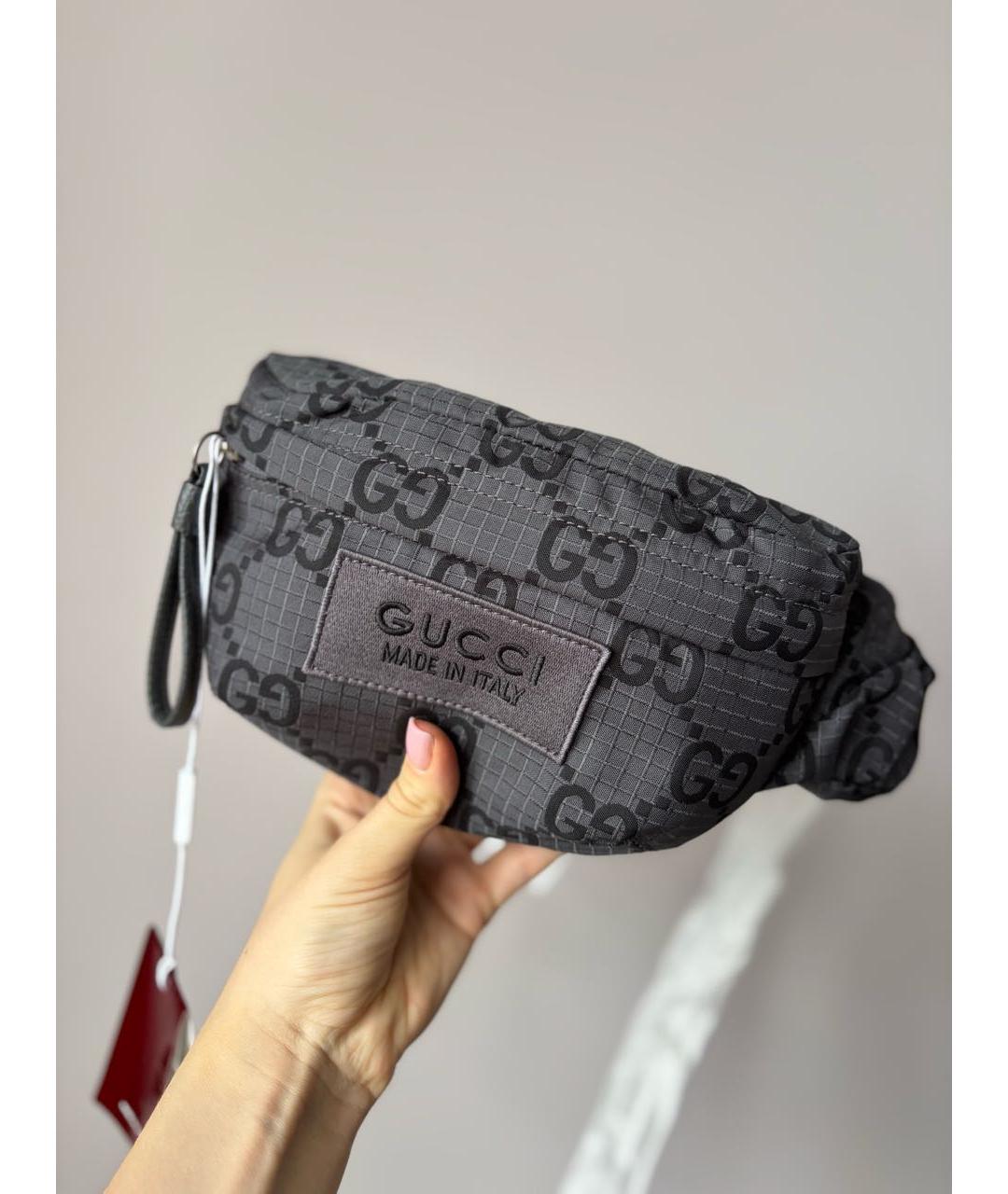 GUCCI Черная тканевая поясная сумка, фото 3