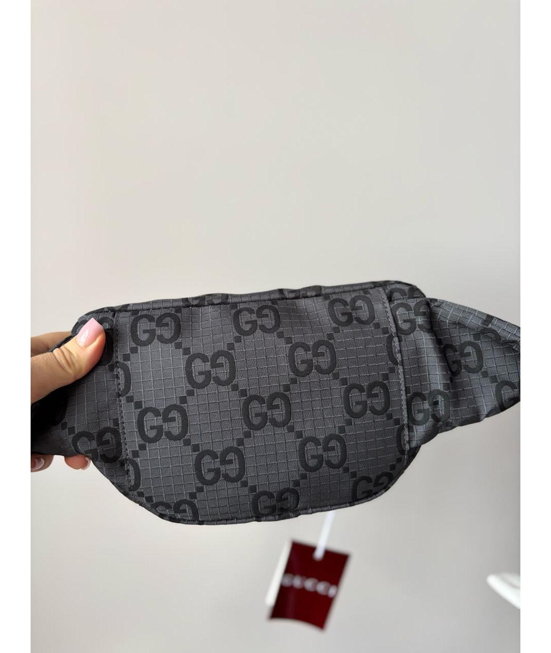 GUCCI Черная тканевая поясная сумка, фото 4