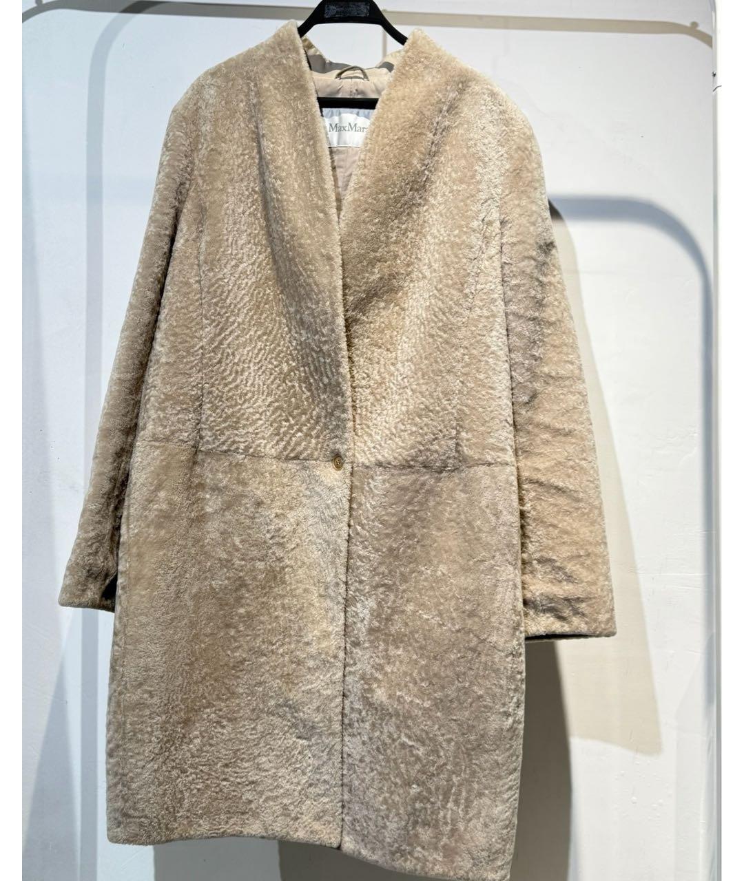 MAX MARA Бежевая шерстяная шуба, фото 6