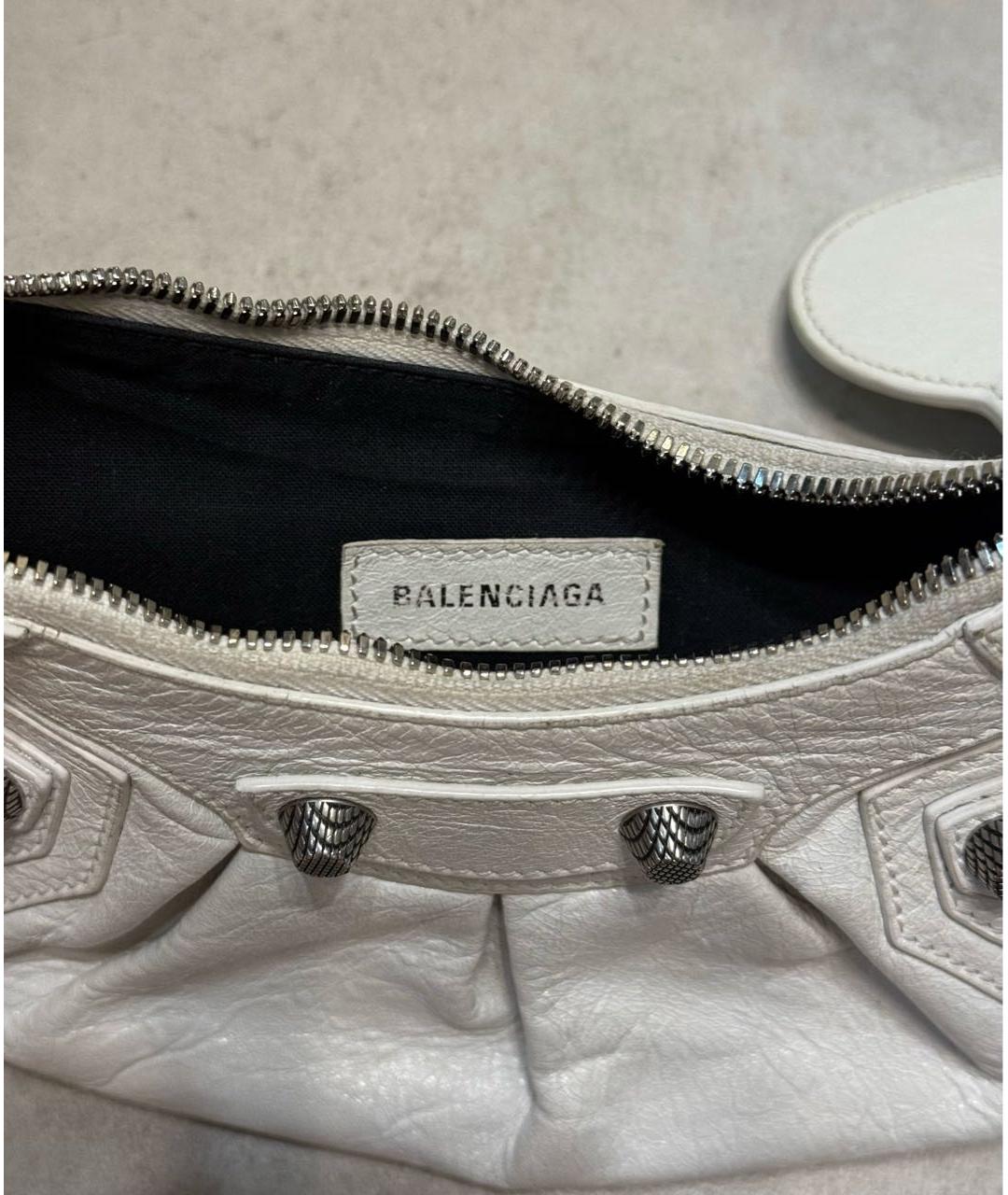 BALENCIAGA Белая кожаная сумка через плечо, фото 4