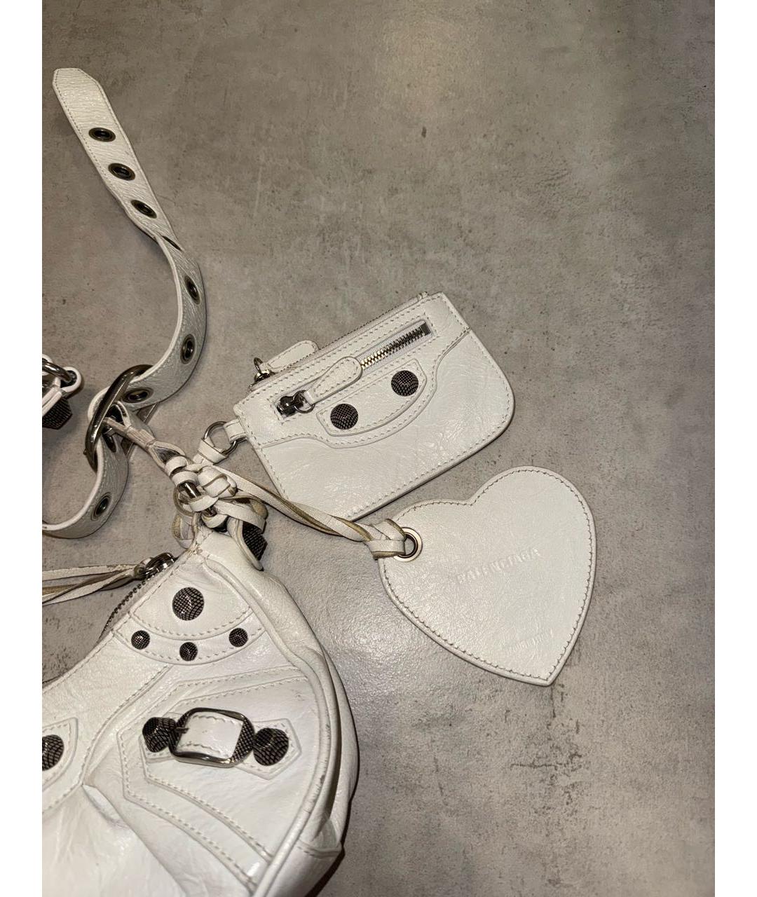 BALENCIAGA Белая кожаная сумка через плечо, фото 7