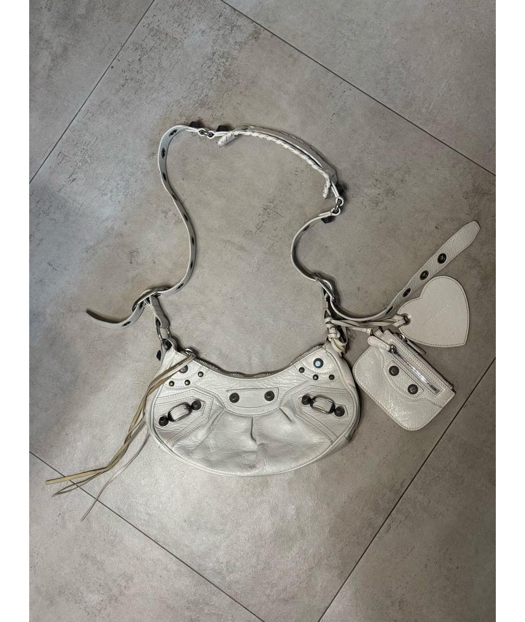 BALENCIAGA Белая кожаная сумка через плечо, фото 9