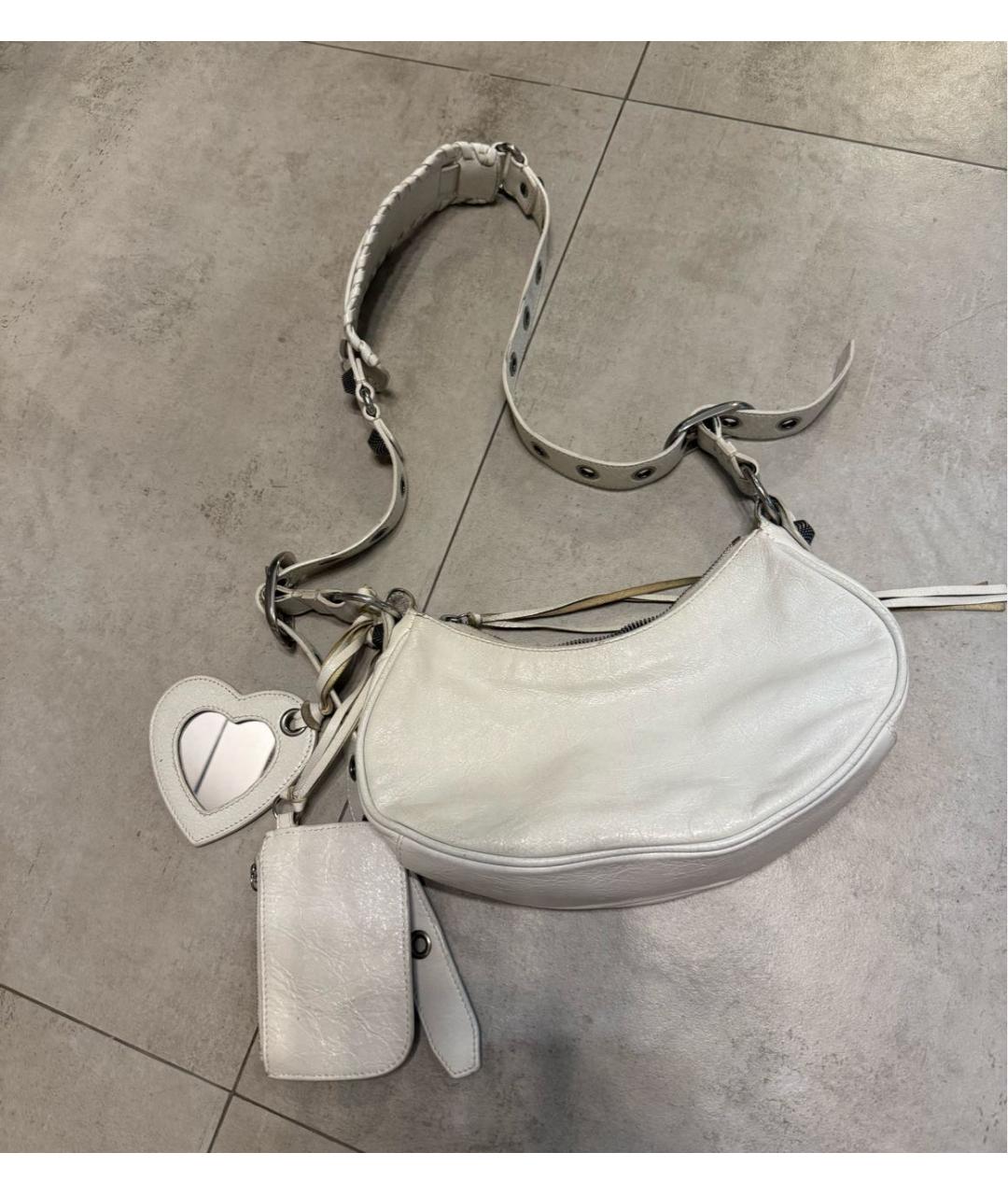 BALENCIAGA Белая кожаная сумка через плечо, фото 3
