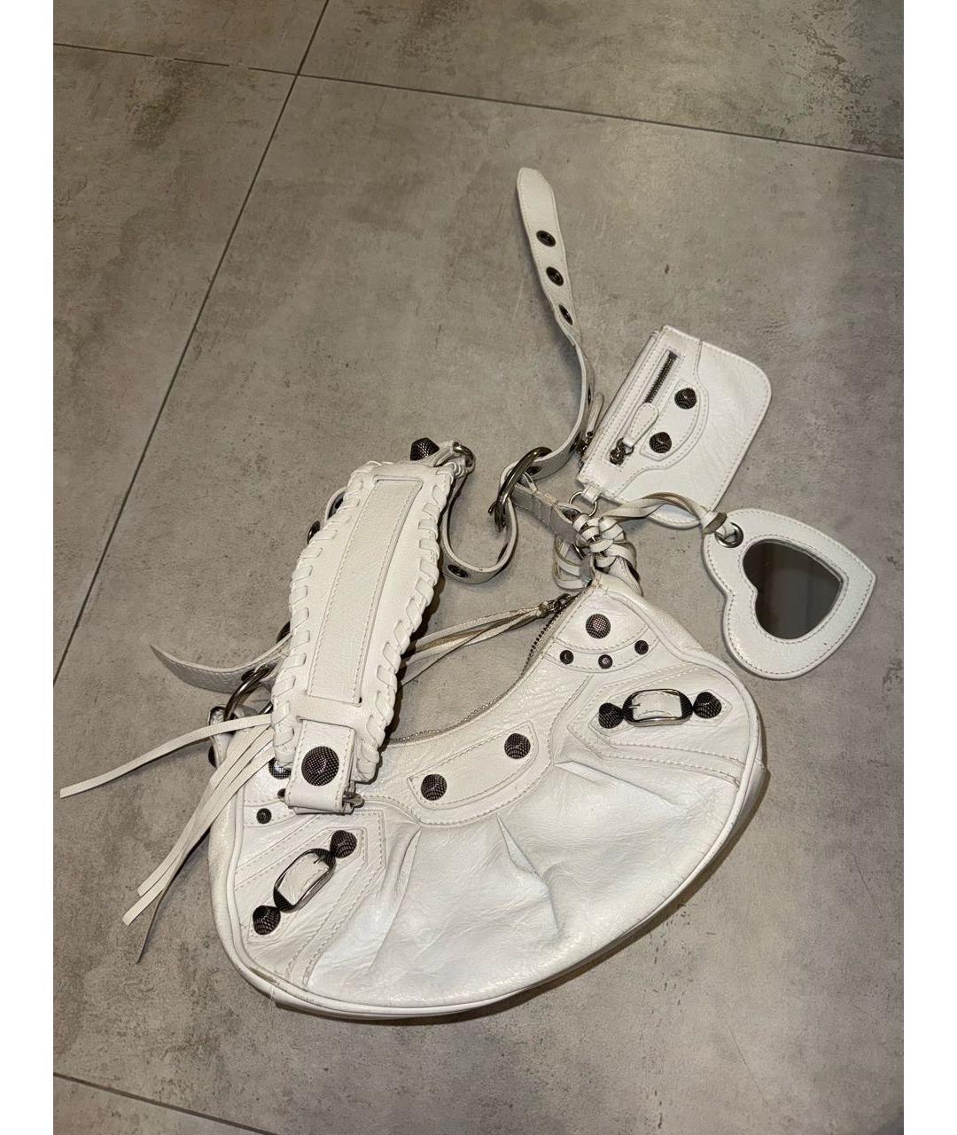 BALENCIAGA Белая кожаная сумка через плечо, фото 2