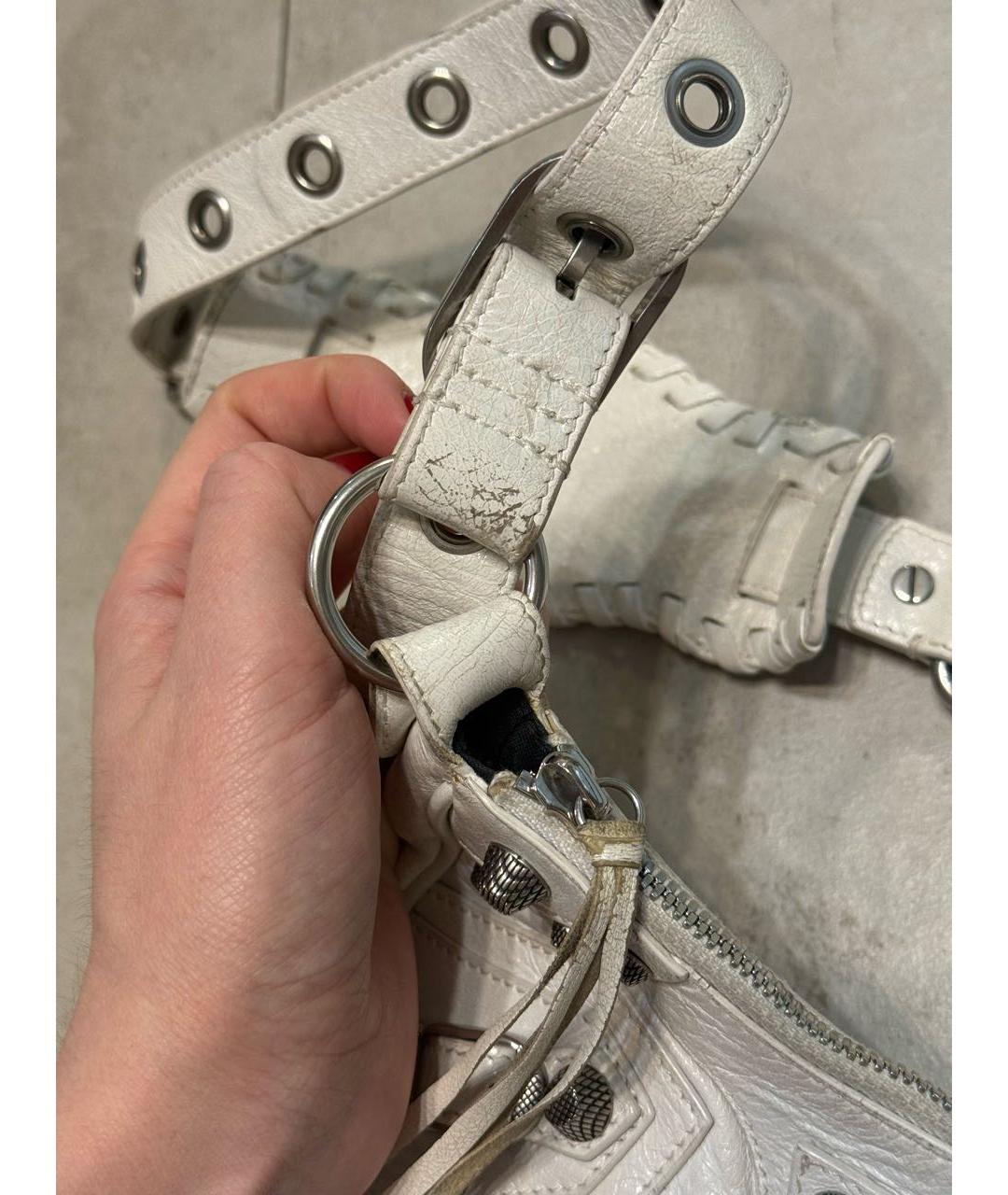 BALENCIAGA Белая кожаная сумка через плечо, фото 8