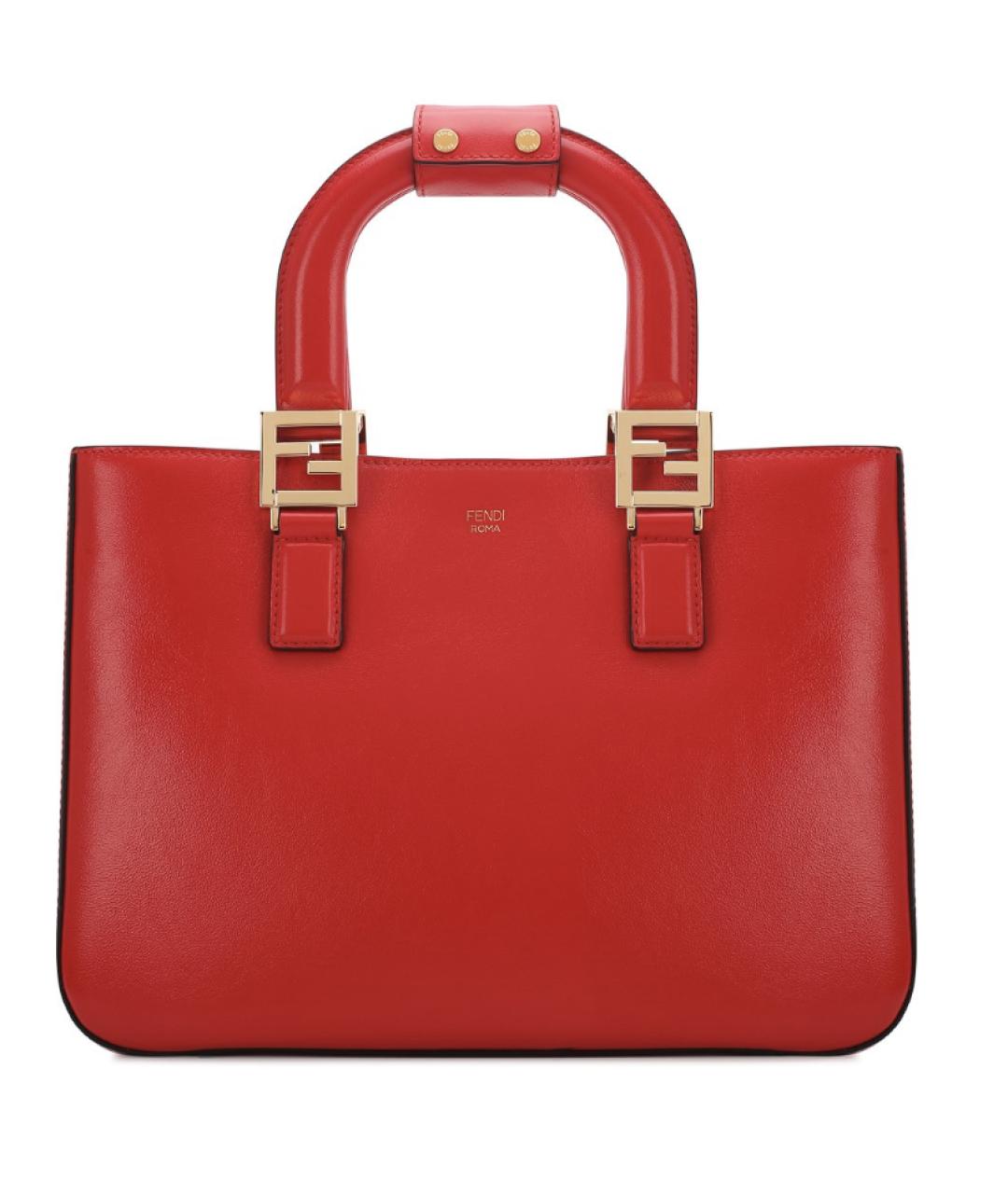 FENDI Красная кожаная сумка с короткими ручками, фото 1