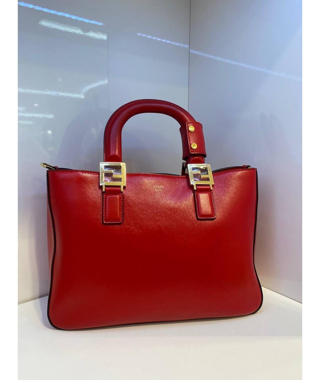 FENDI Красная кожаная сумка с короткими ручками, фото 2