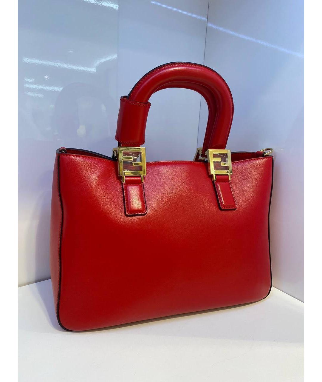FENDI Красная кожаная сумка с короткими ручками, фото 3