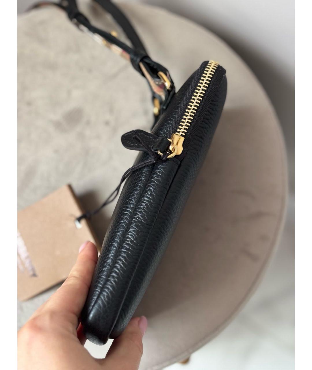 BURBERRY Черная кожаная сумка через плечо, фото 3