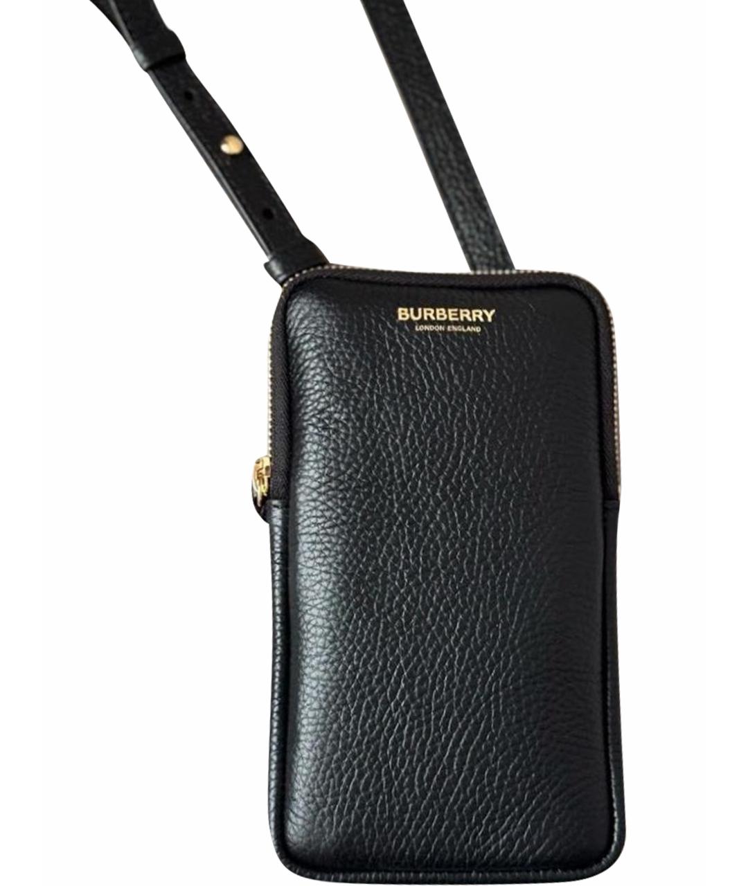 BURBERRY Черная кожаная сумка через плечо, фото 1