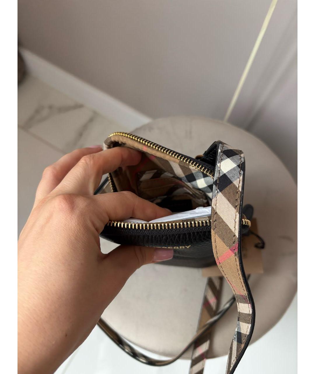 BURBERRY Черная кожаная сумка через плечо, фото 6