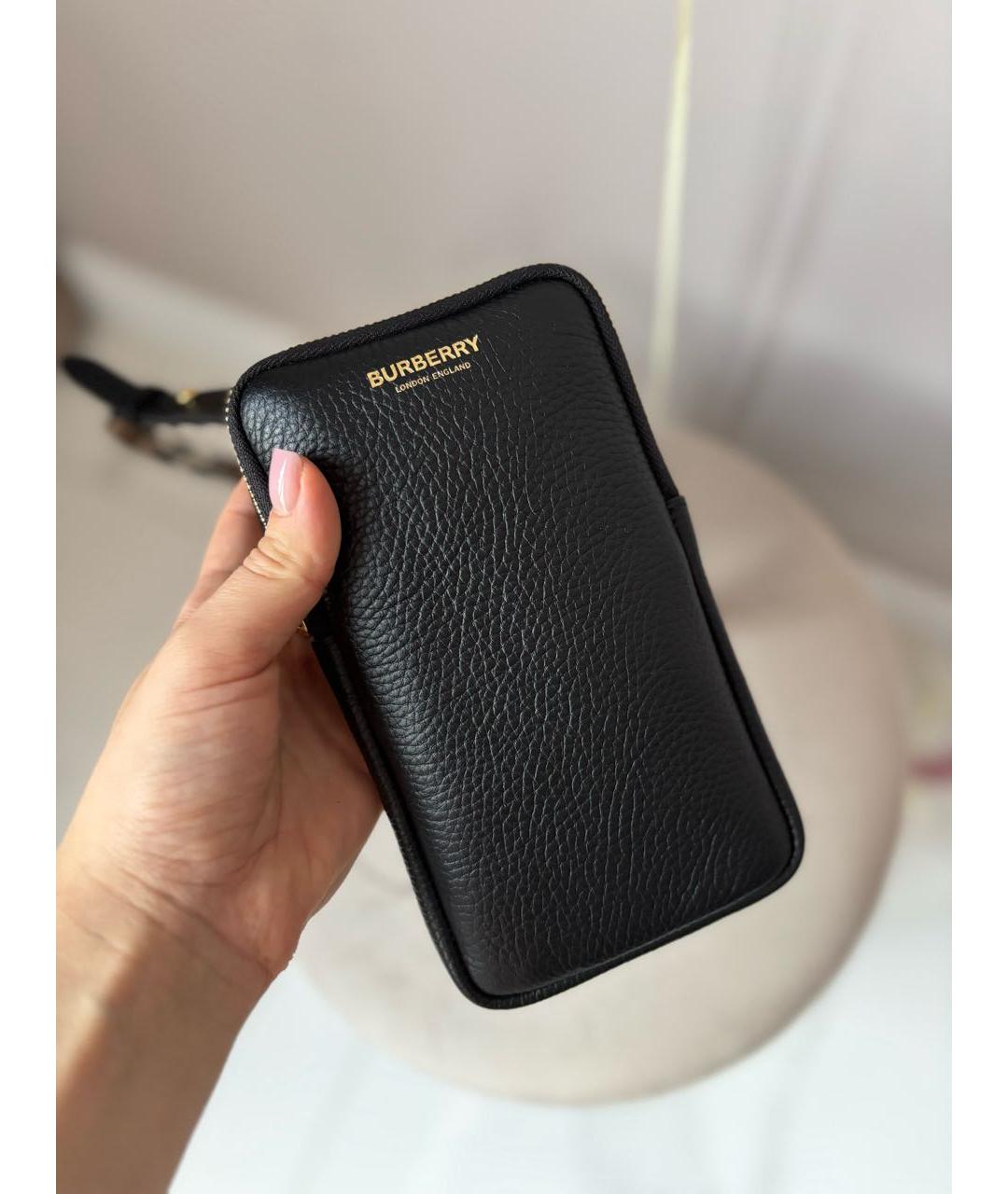 BURBERRY Черная кожаная сумка через плечо, фото 8