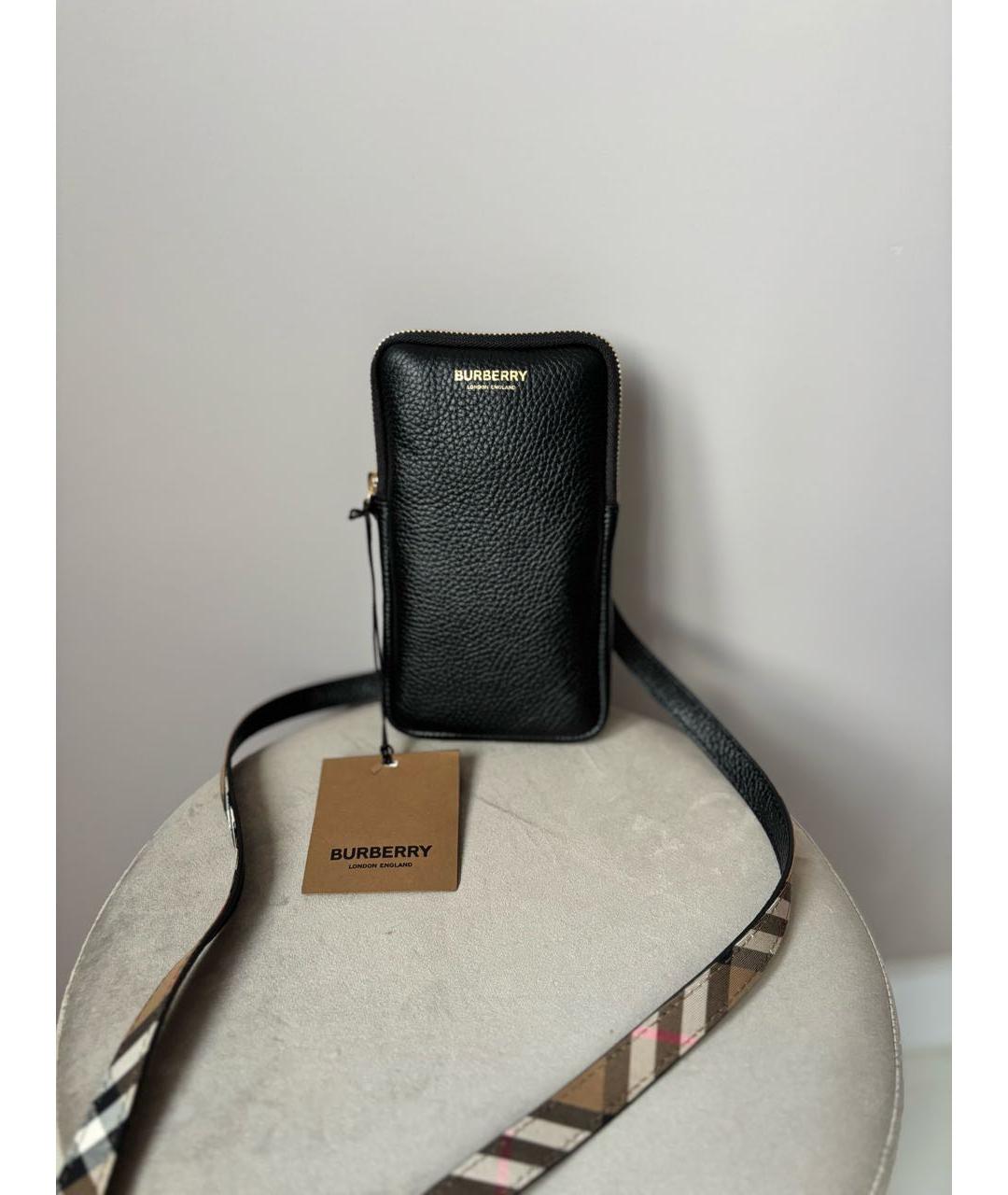 BURBERRY Черная кожаная сумка через плечо, фото 2