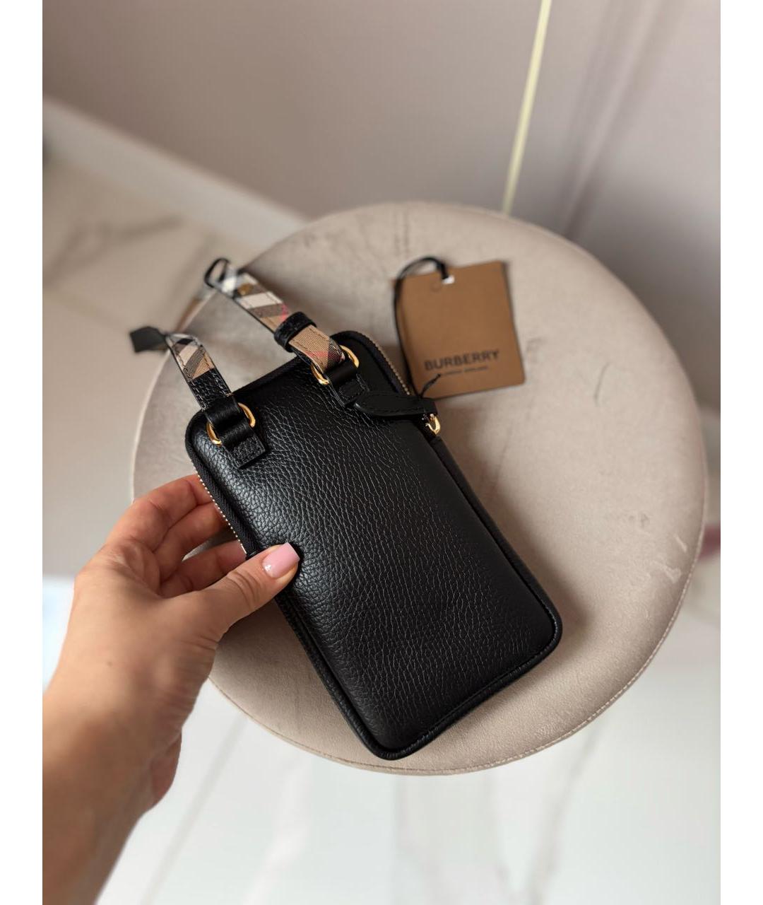 BURBERRY Черная кожаная сумка через плечо, фото 7