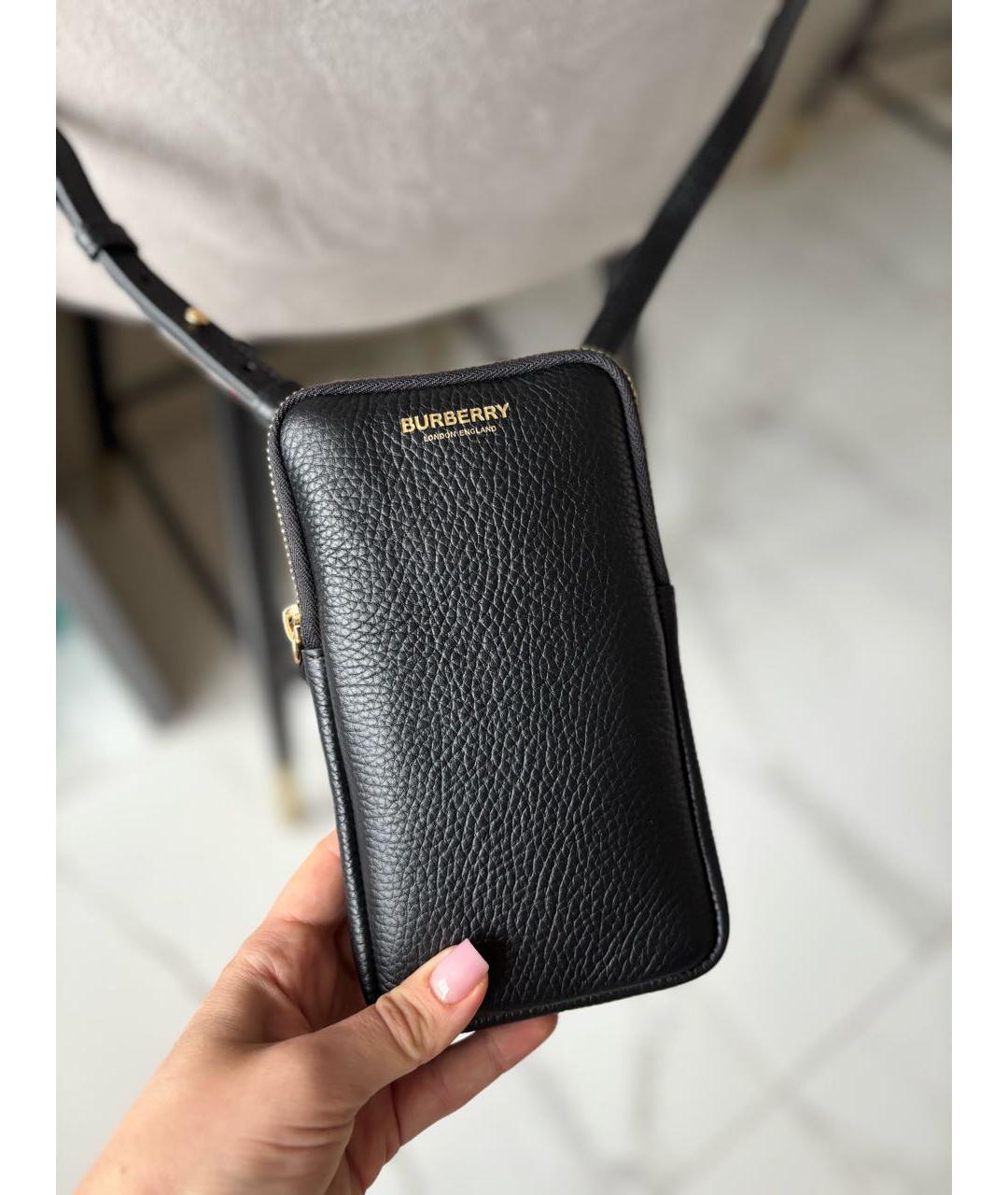 BURBERRY Черная кожаная сумка через плечо, фото 5