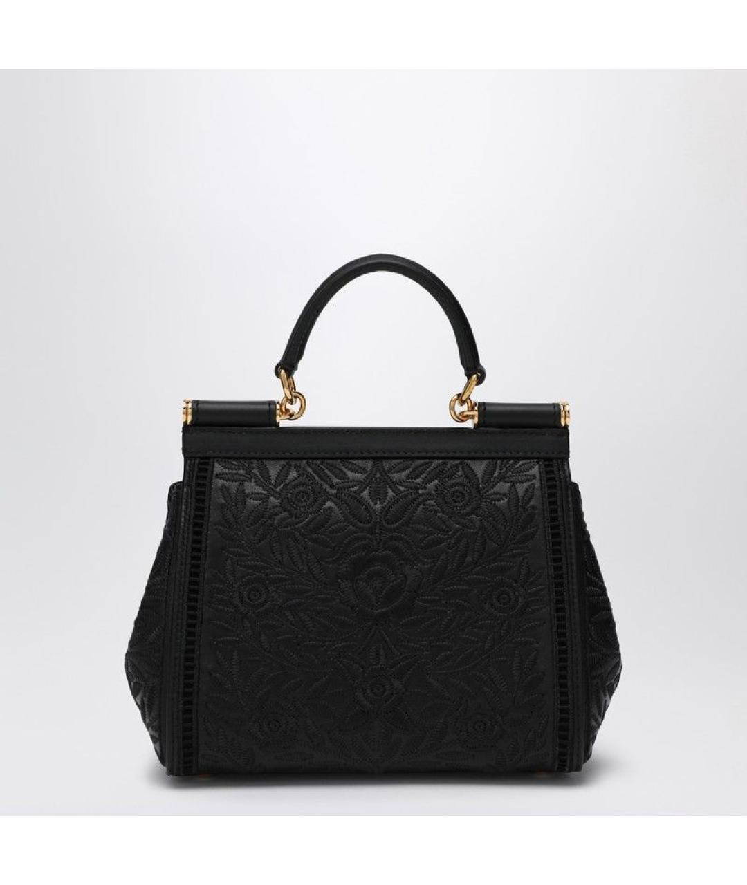 DOLCE&GABBANA Черная кожаная сумка с короткими ручками, фото 2