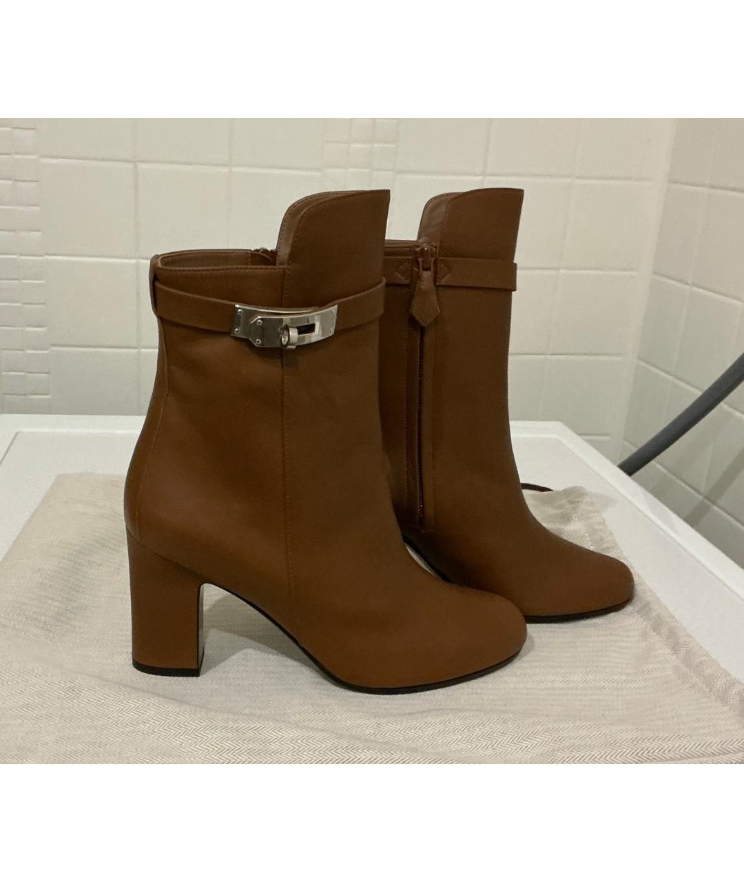 HERMES Коричневые кожаные ботильоны, фото 7