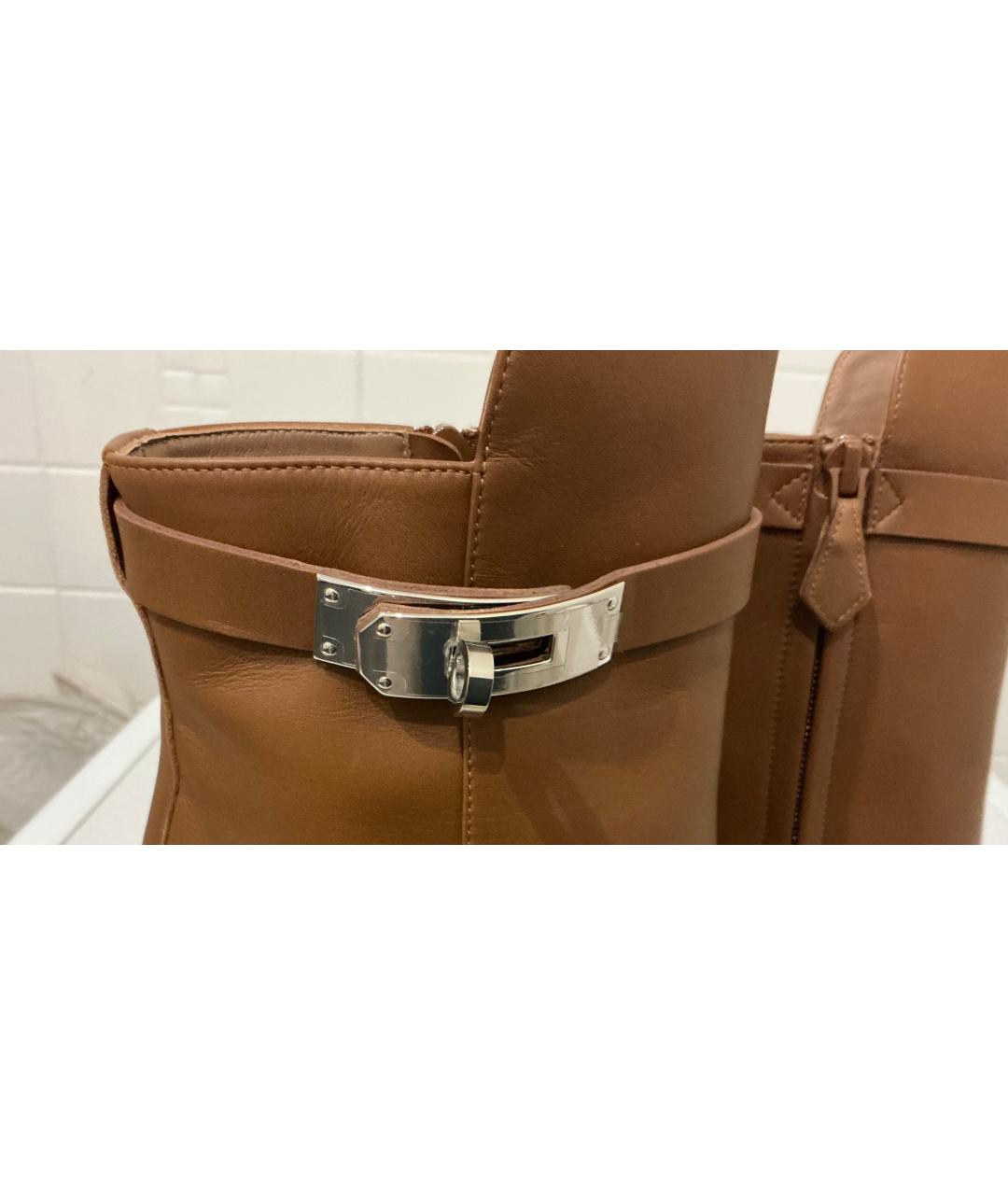 HERMES Коричневые кожаные ботильоны, фото 3