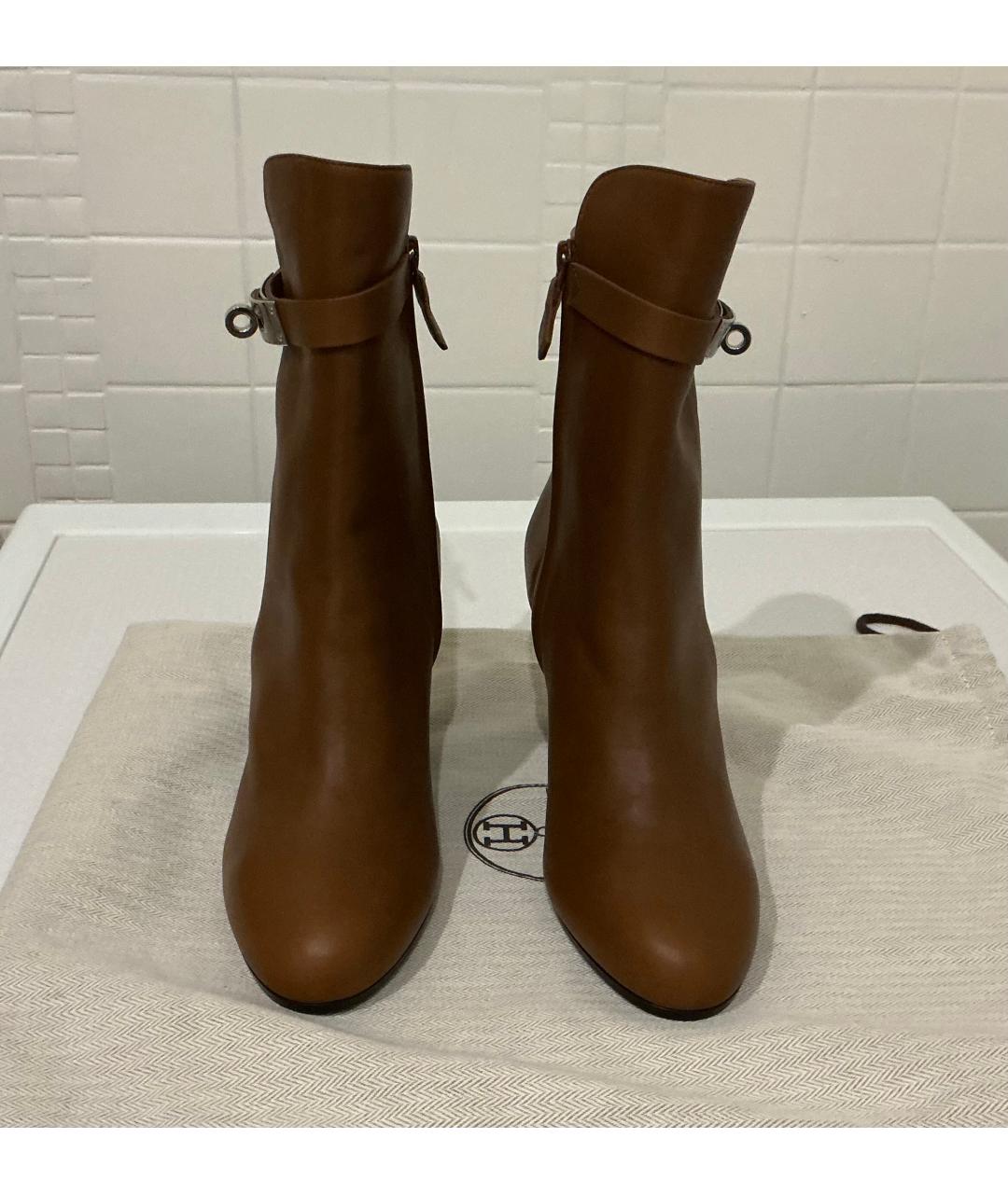 HERMES Коричневые кожаные ботильоны, фото 2