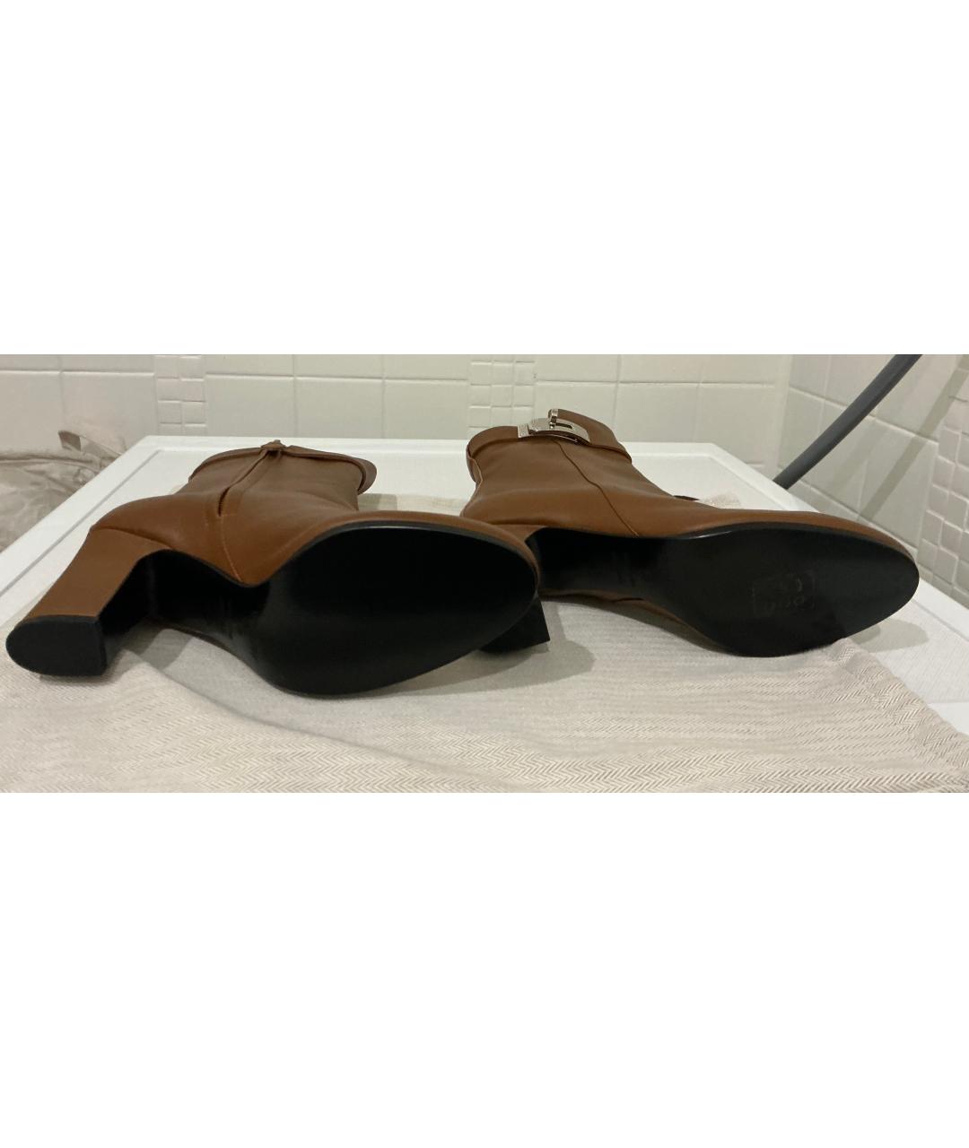 HERMES Коричневые кожаные ботильоны, фото 5