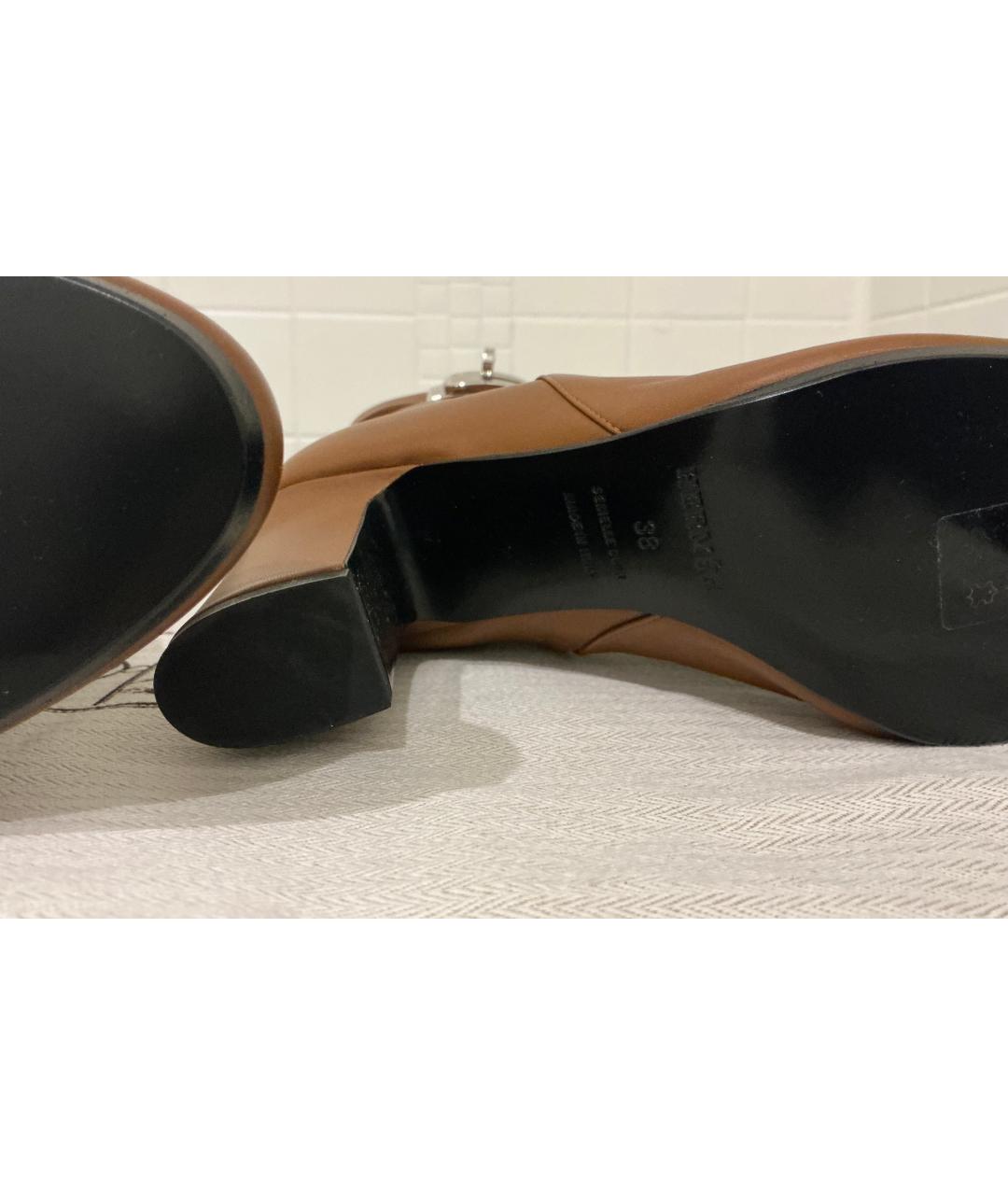 HERMES Коричневые кожаные ботильоны, фото 6