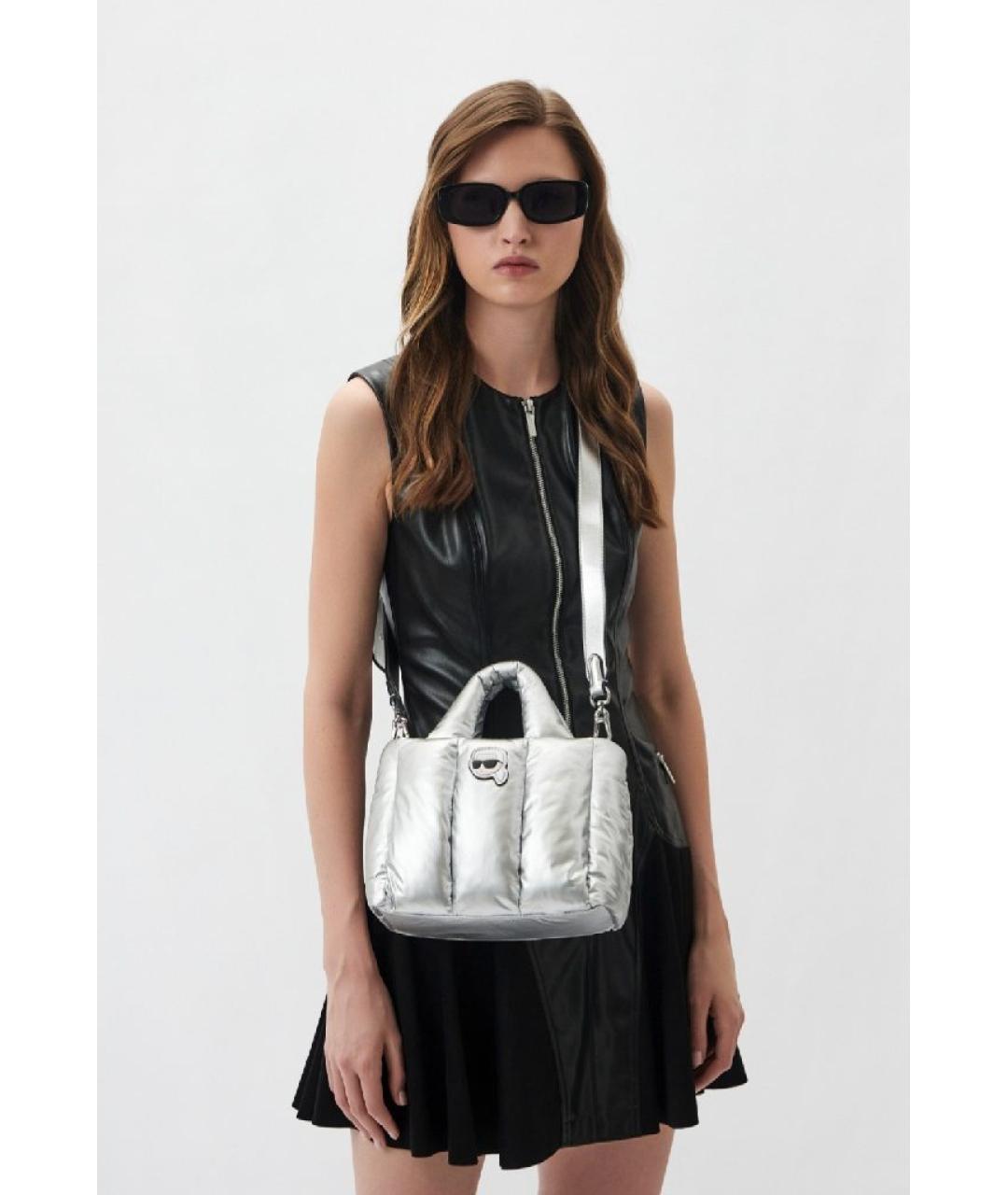 KARL LAGERFELD Серебряная сумка с короткими ручками, фото 4