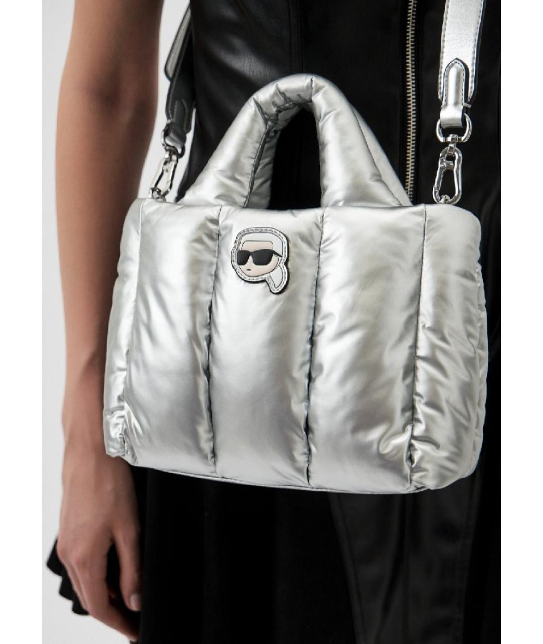 KARL LAGERFELD Серебряная сумка с короткими ручками, фото 5