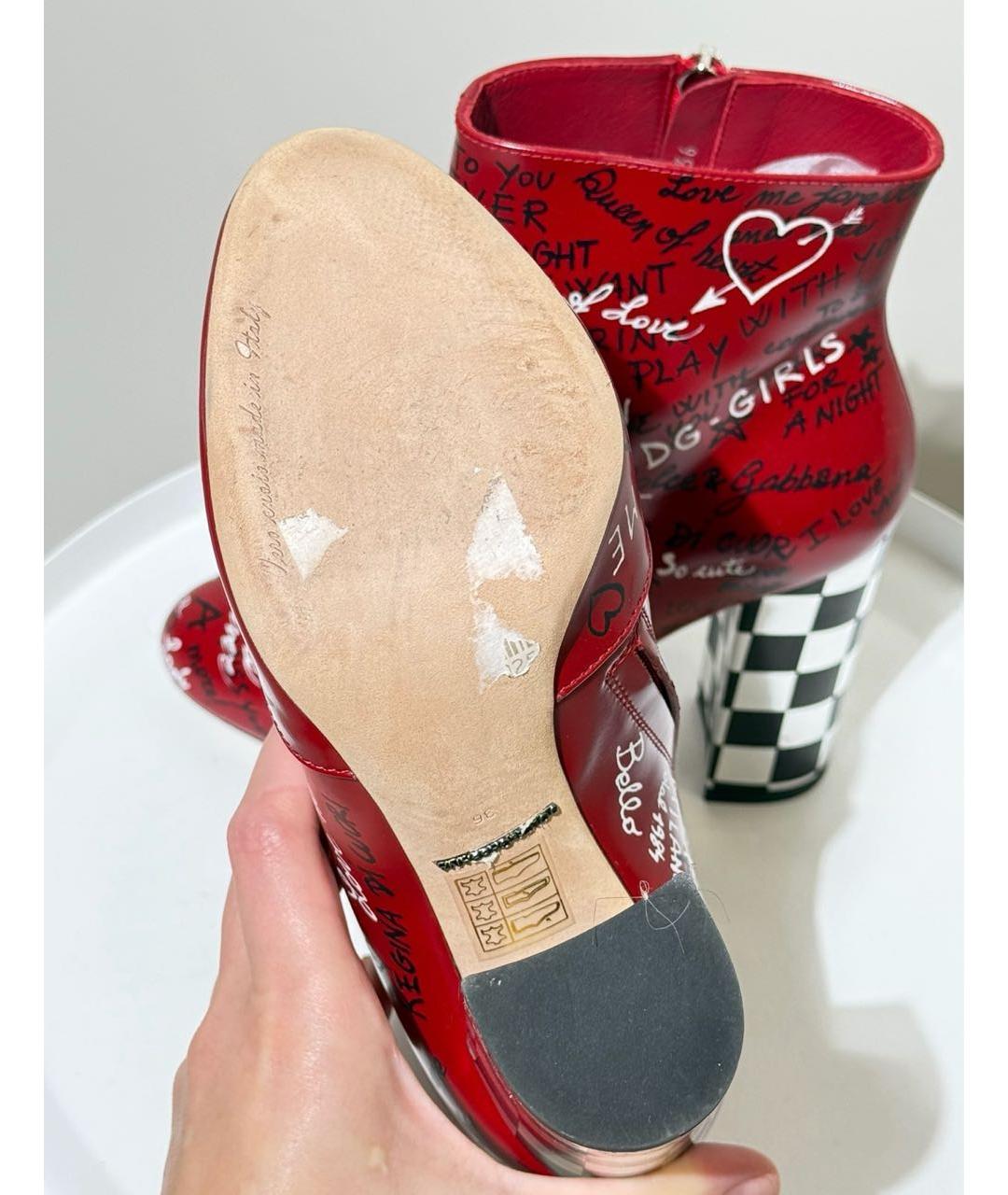 DOLCE&GABBANA Красные кожаные ботильоны, фото 7