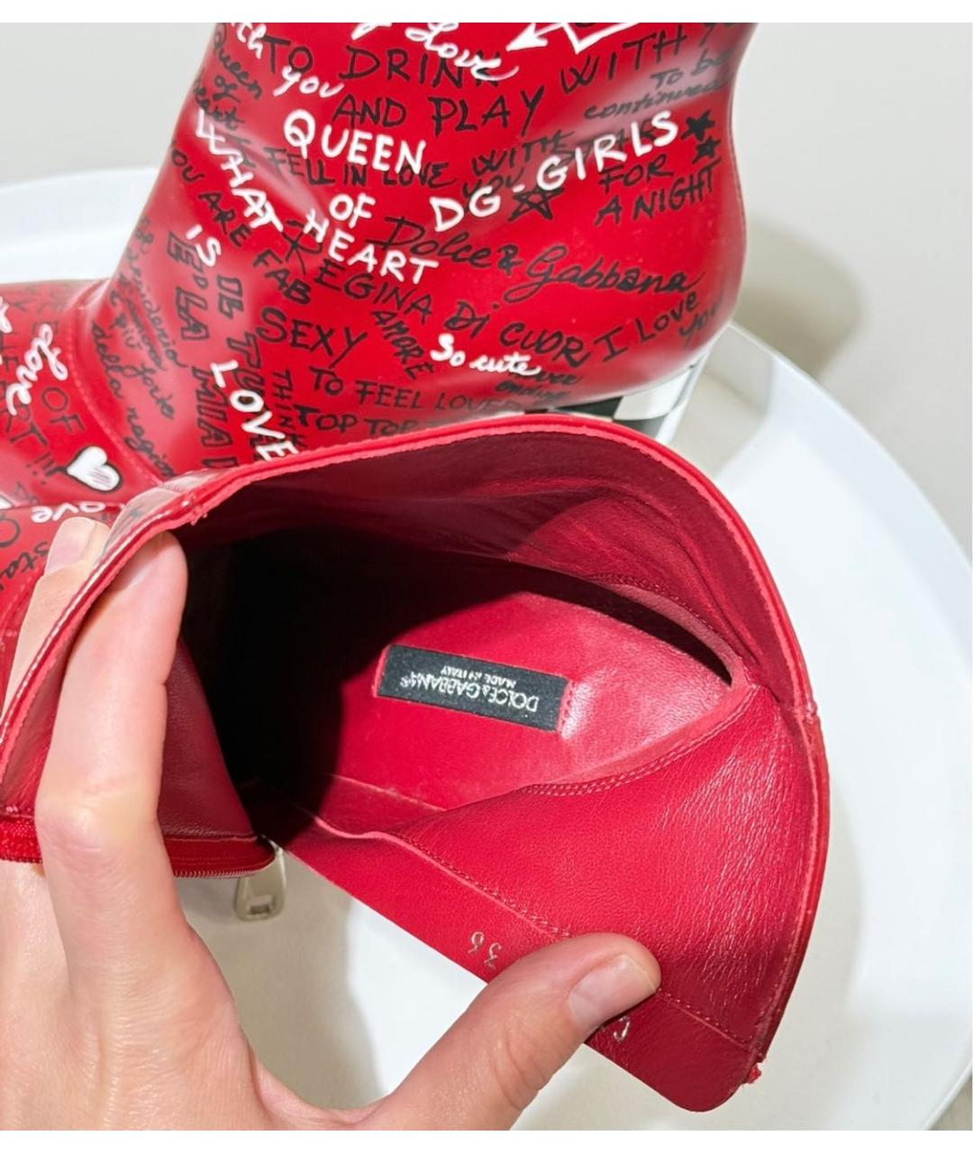 DOLCE&GABBANA Красные кожаные ботильоны, фото 3