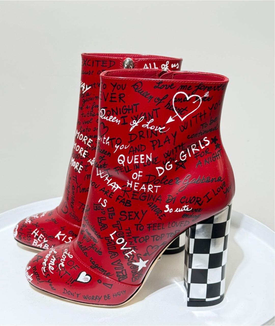 DOLCE&GABBANA Красные кожаные ботильоны, фото 2