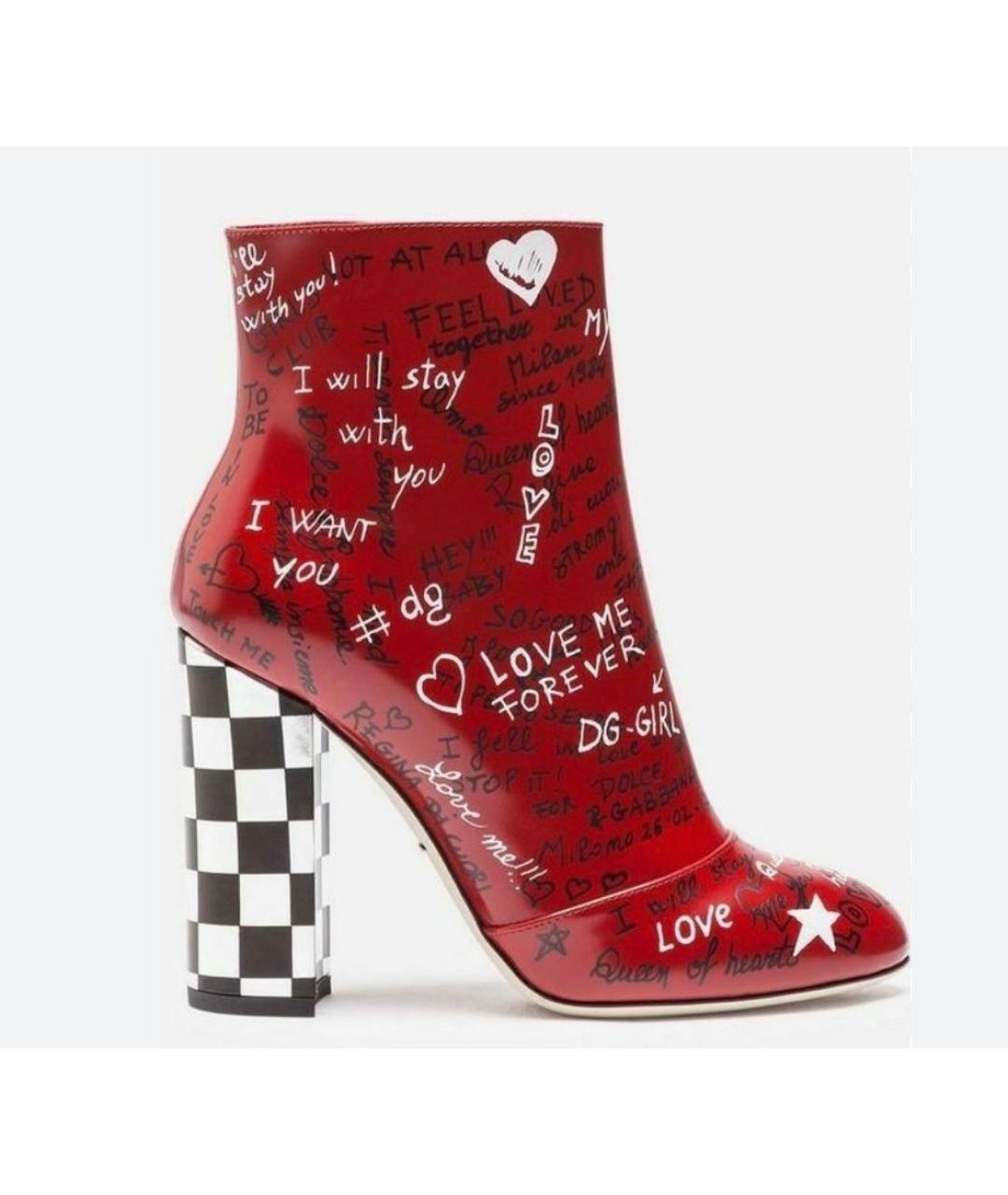 DOLCE&GABBANA Красные кожаные ботильоны, фото 9