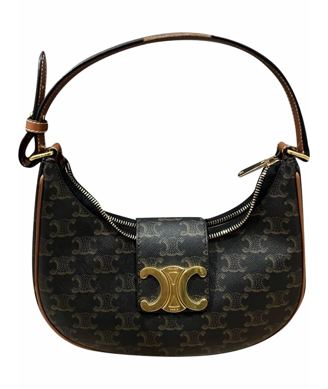 CELINE Коричневая кожаная сумка через плечо, фото 1