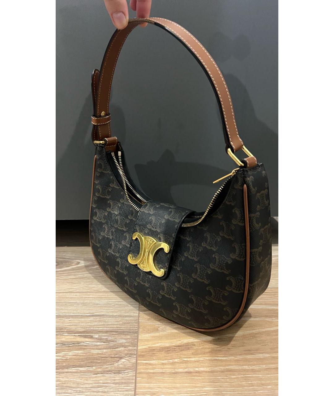 CELINE Коричневая кожаная сумка через плечо, фото 2