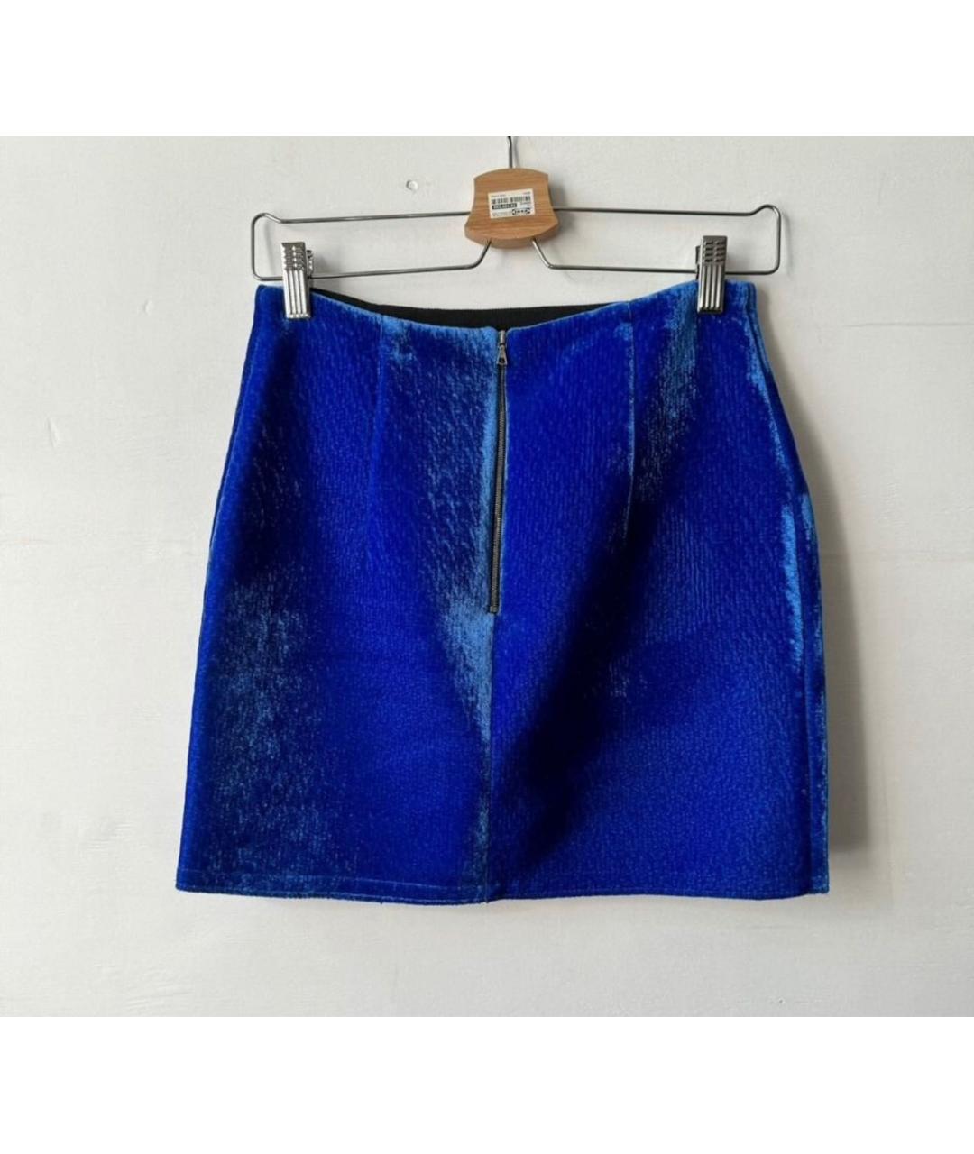 SANDRO Синяя бархатная юбка мини, фото 2