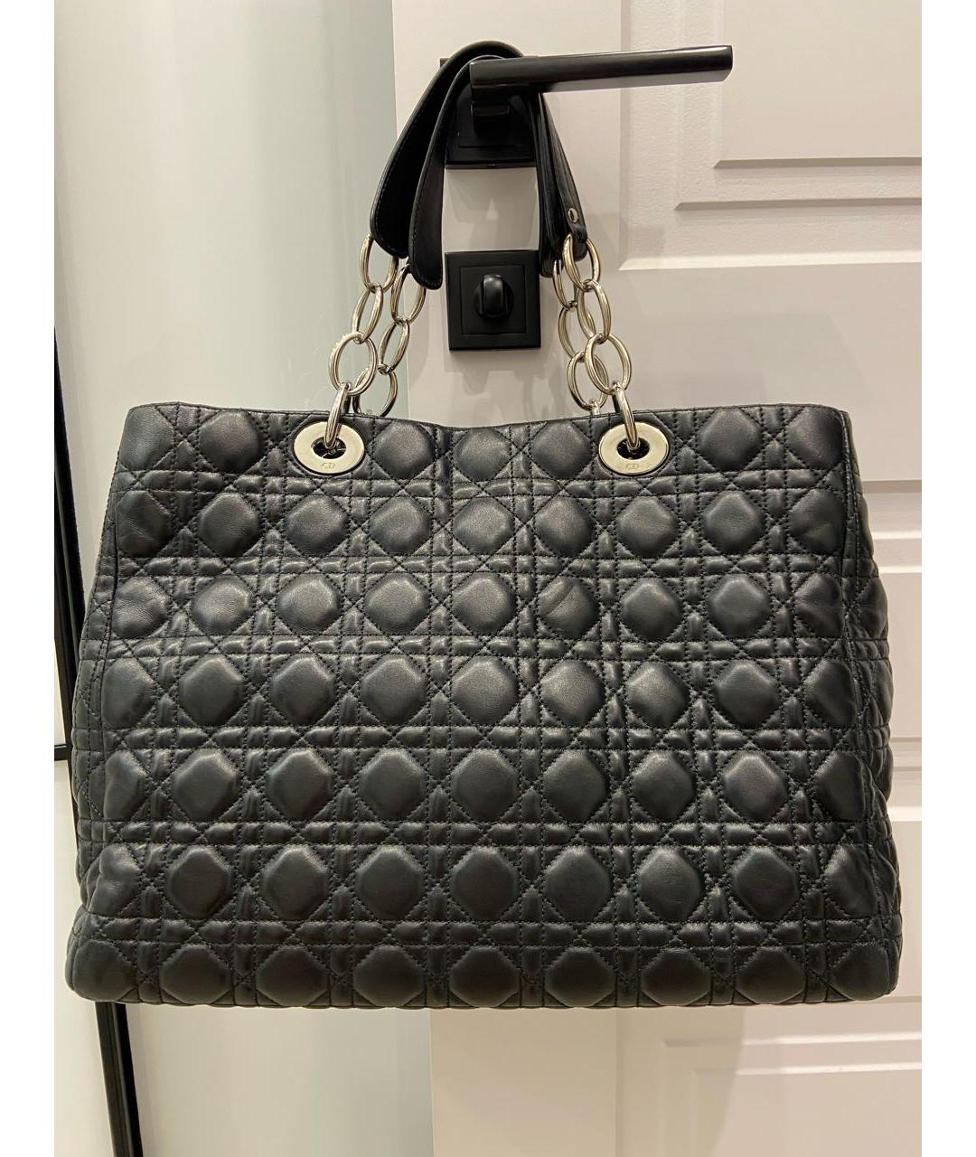 CHRISTIAN DIOR Черная кожаная сумка с короткими ручками, фото 3