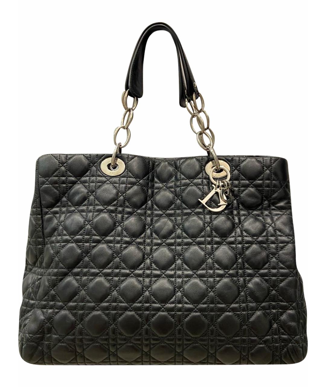 CHRISTIAN DIOR Черная кожаная сумка с короткими ручками, фото 1