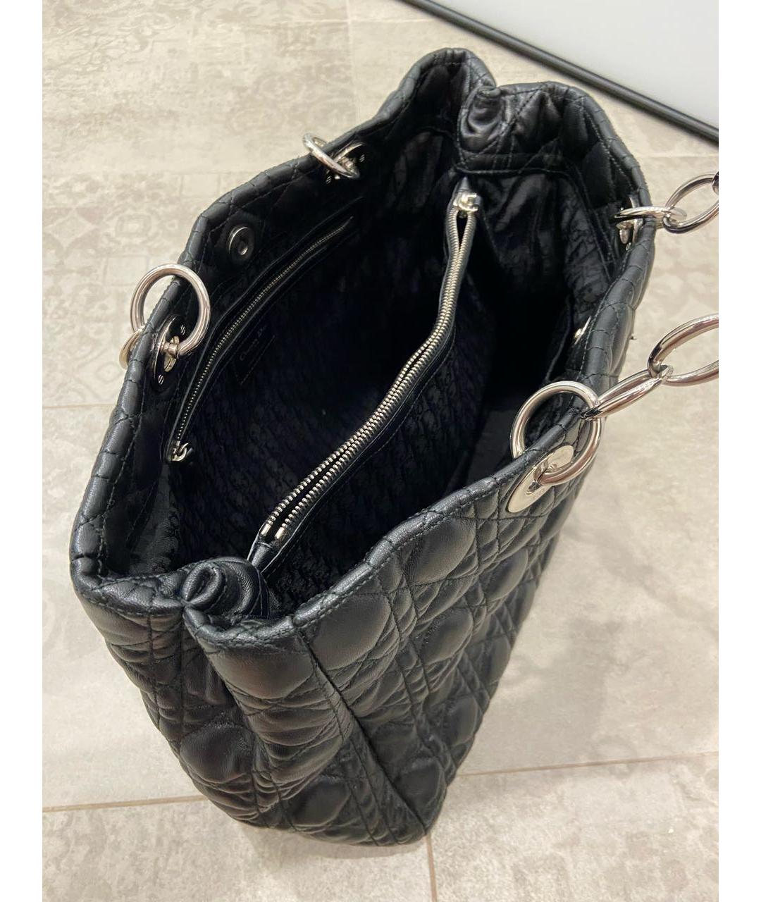 CHRISTIAN DIOR Черная кожаная сумка с короткими ручками, фото 4