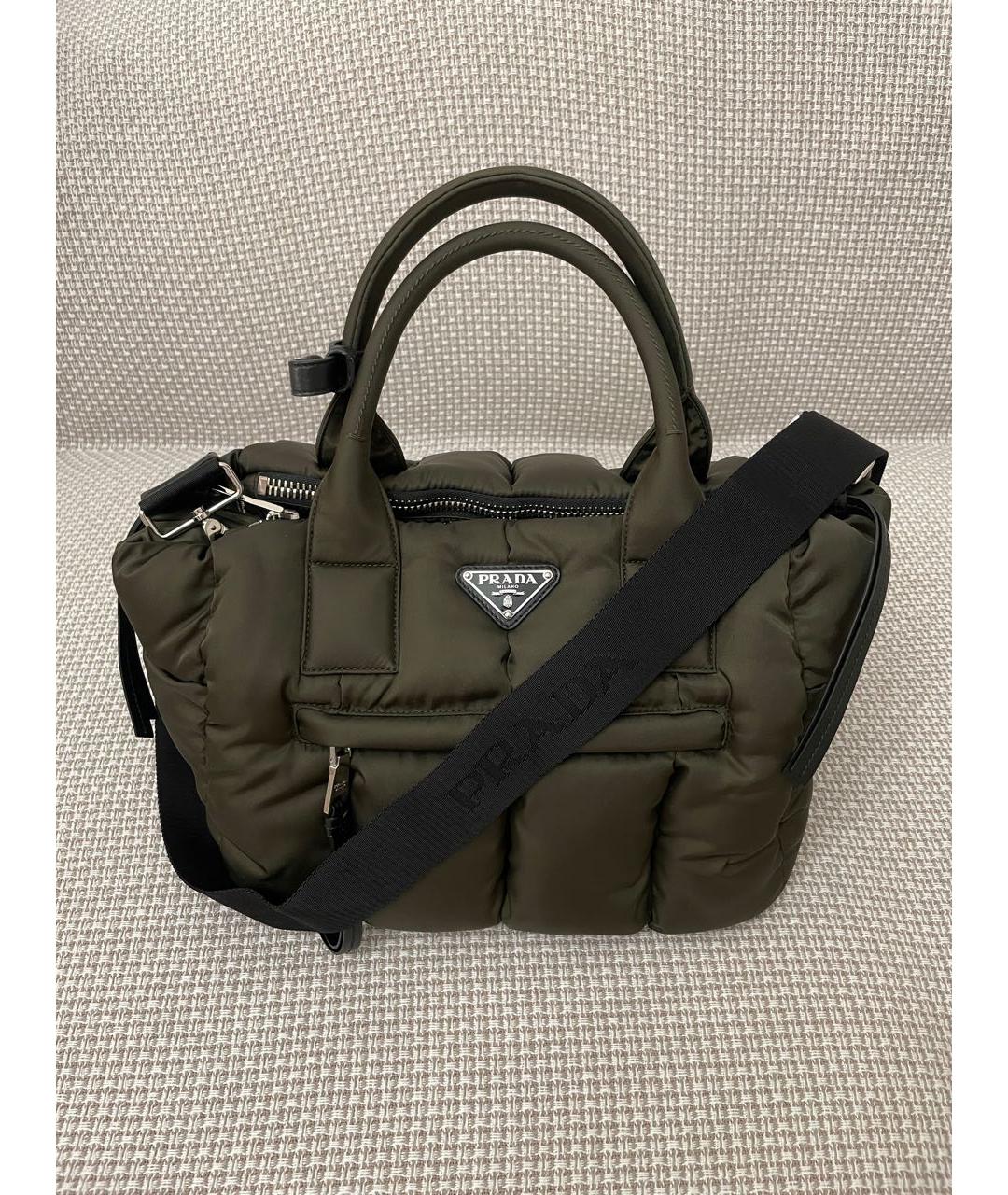 PRADA Хаки синтетическая сумка с короткими ручками, фото 5